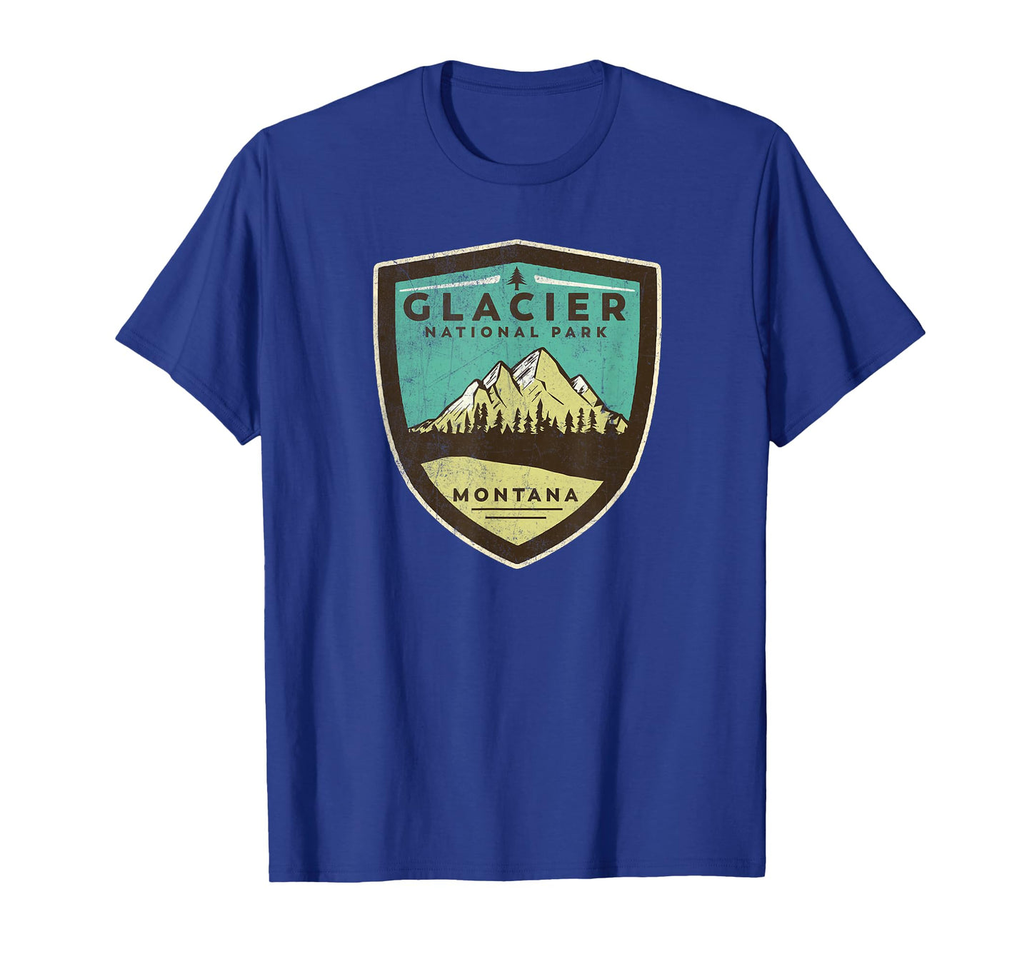 Retro Glacier National Park Montana Mountains Vintage Badge T-Shirt