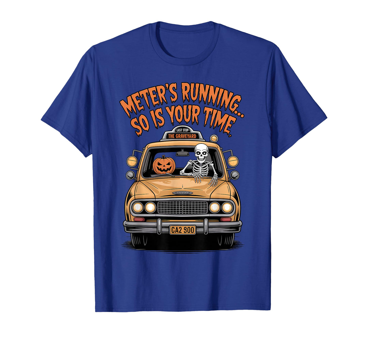Skeleton Taxi Driver Halloween Funny Spooky Cab T-Shirt