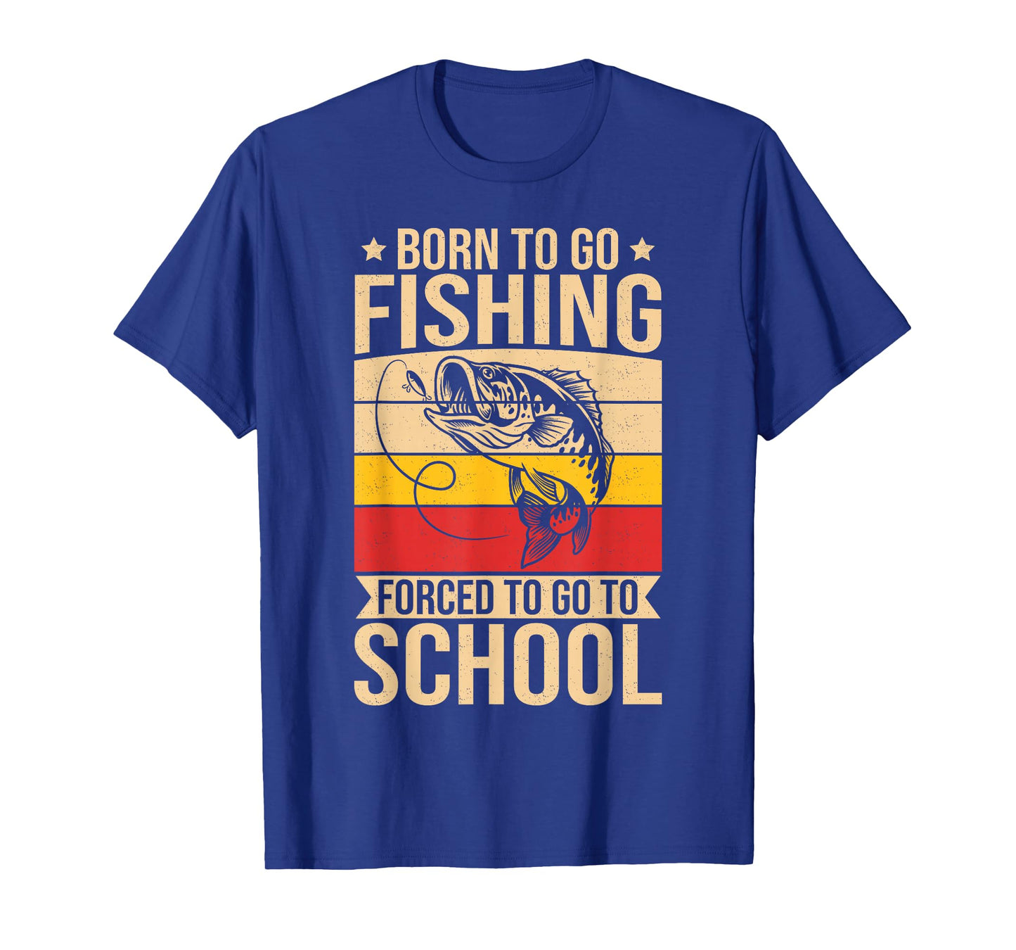 Boys Fishing Shirt Kids Men Born To Go Fishing Forced School T-Shirt