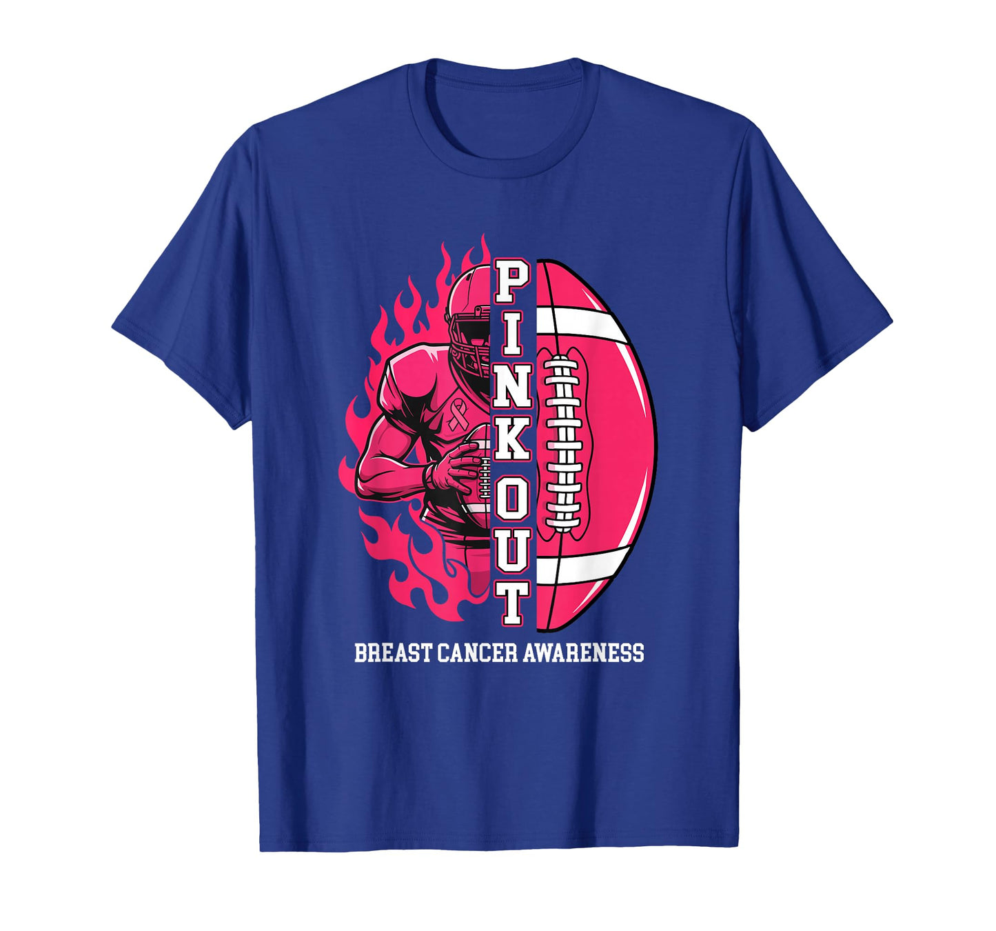 Pink Out - Breast Cancer Awareness Football Pink Ribbon T-Shirt