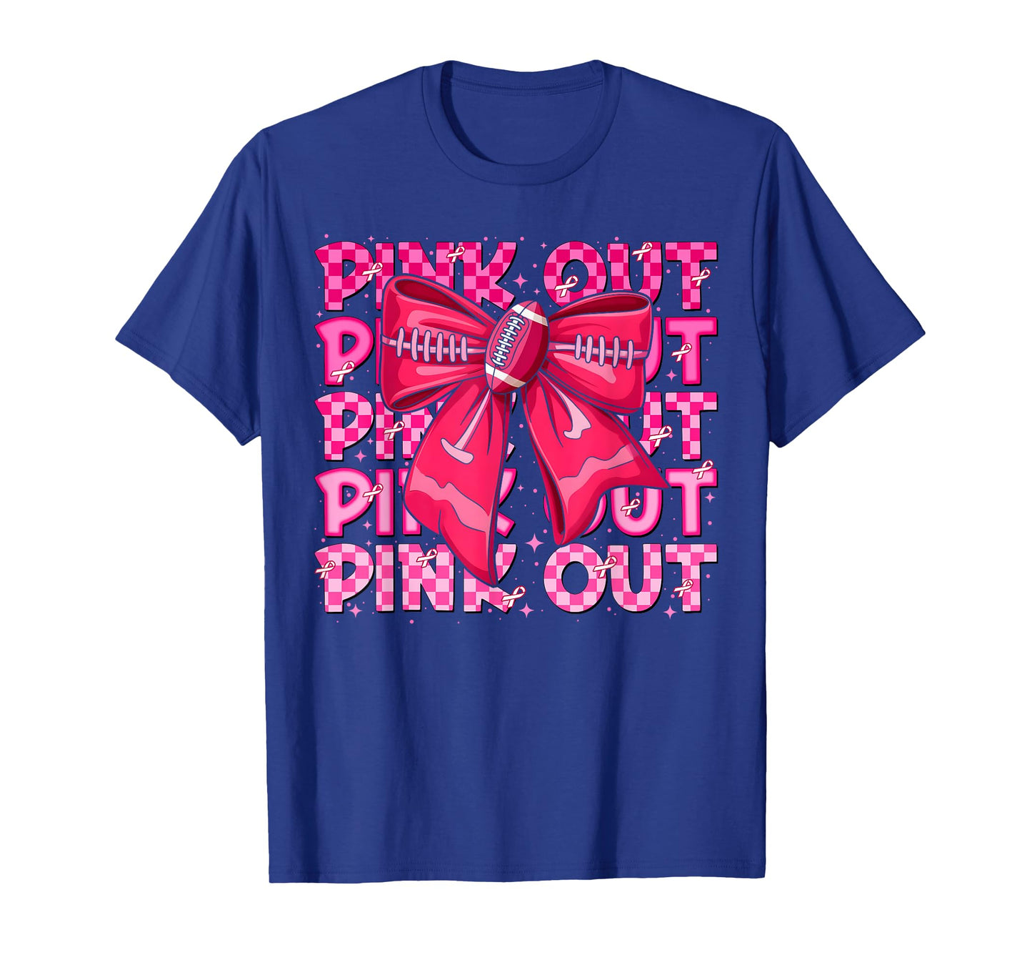 Pink Out Football Team Breast Cancer Awareness Coquette Bow T-Shirt