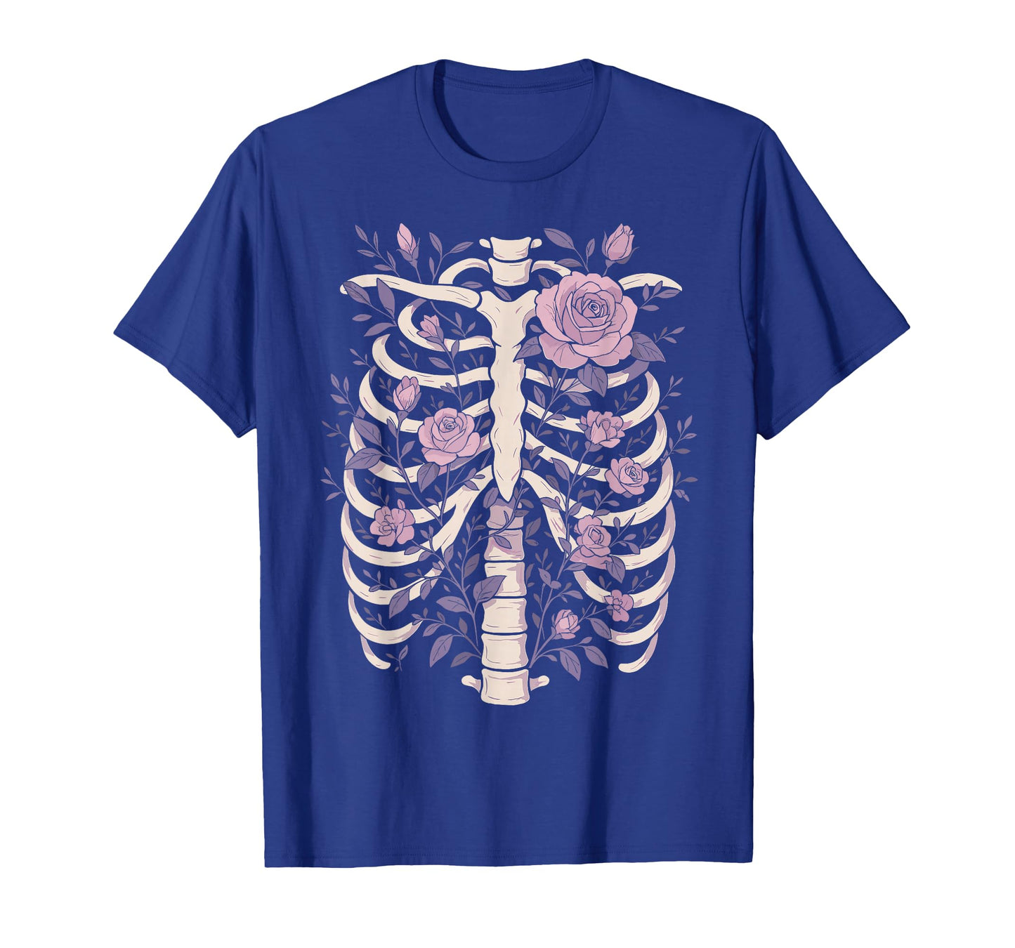 Skeleton Ribcage Flowers Pastel Goth Halloween Costume T-Shirt
