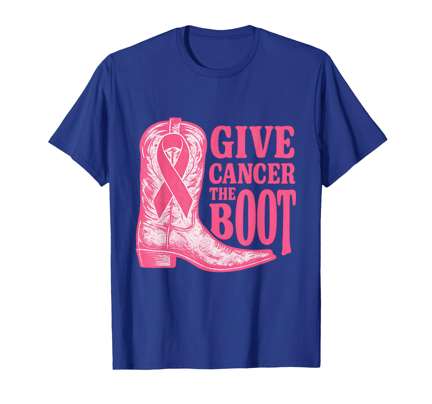 Give Cancer The Boot Women Pink Ribbon Breast Cancer T-Shirt