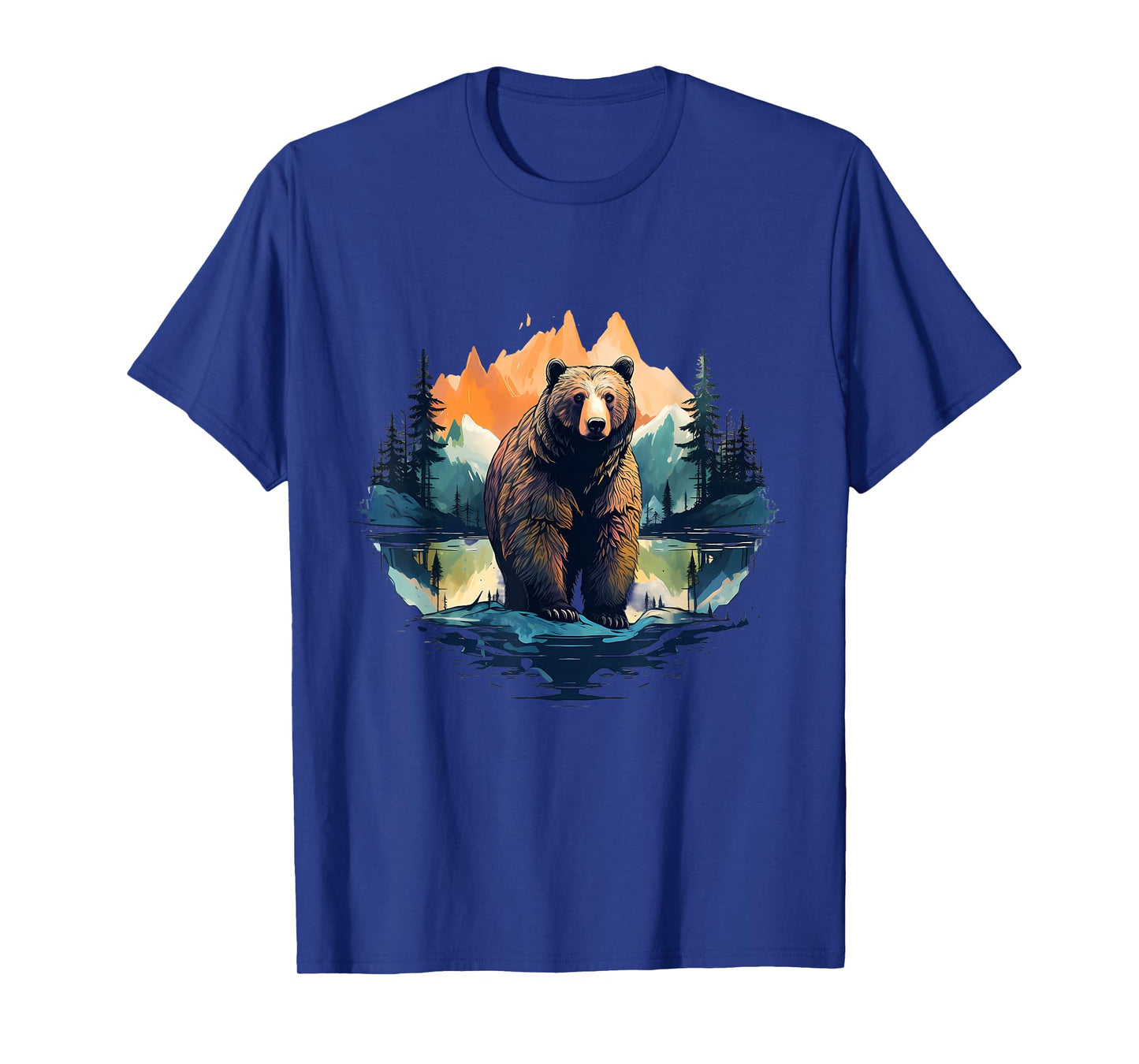 Bear Wildlife Forest Animal Lovers Motif Landscape Artwork T-Shirt