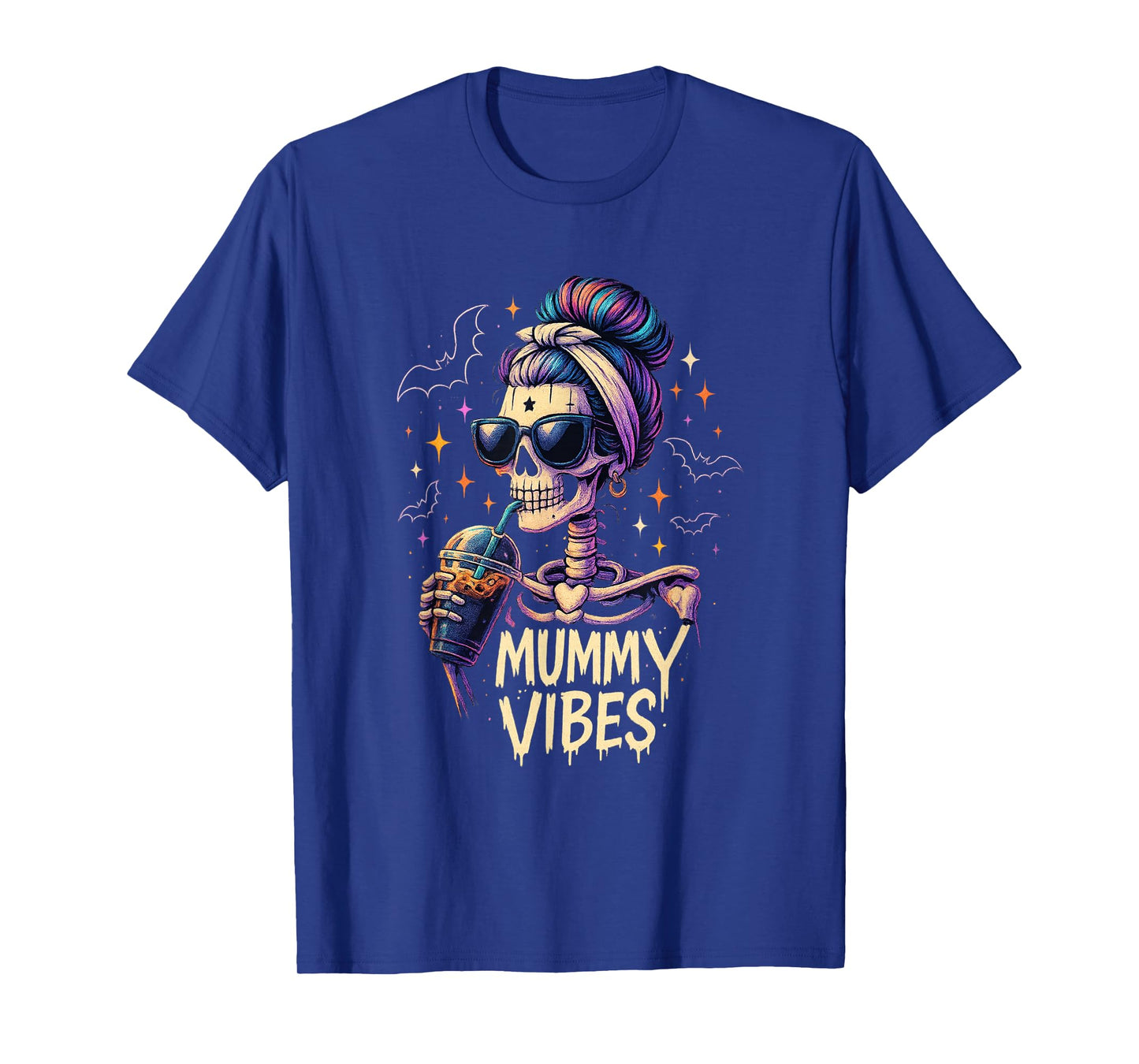 Mummy Vibes Skeleton Shirt Funny Halloween Spooky Tee T-Shirt