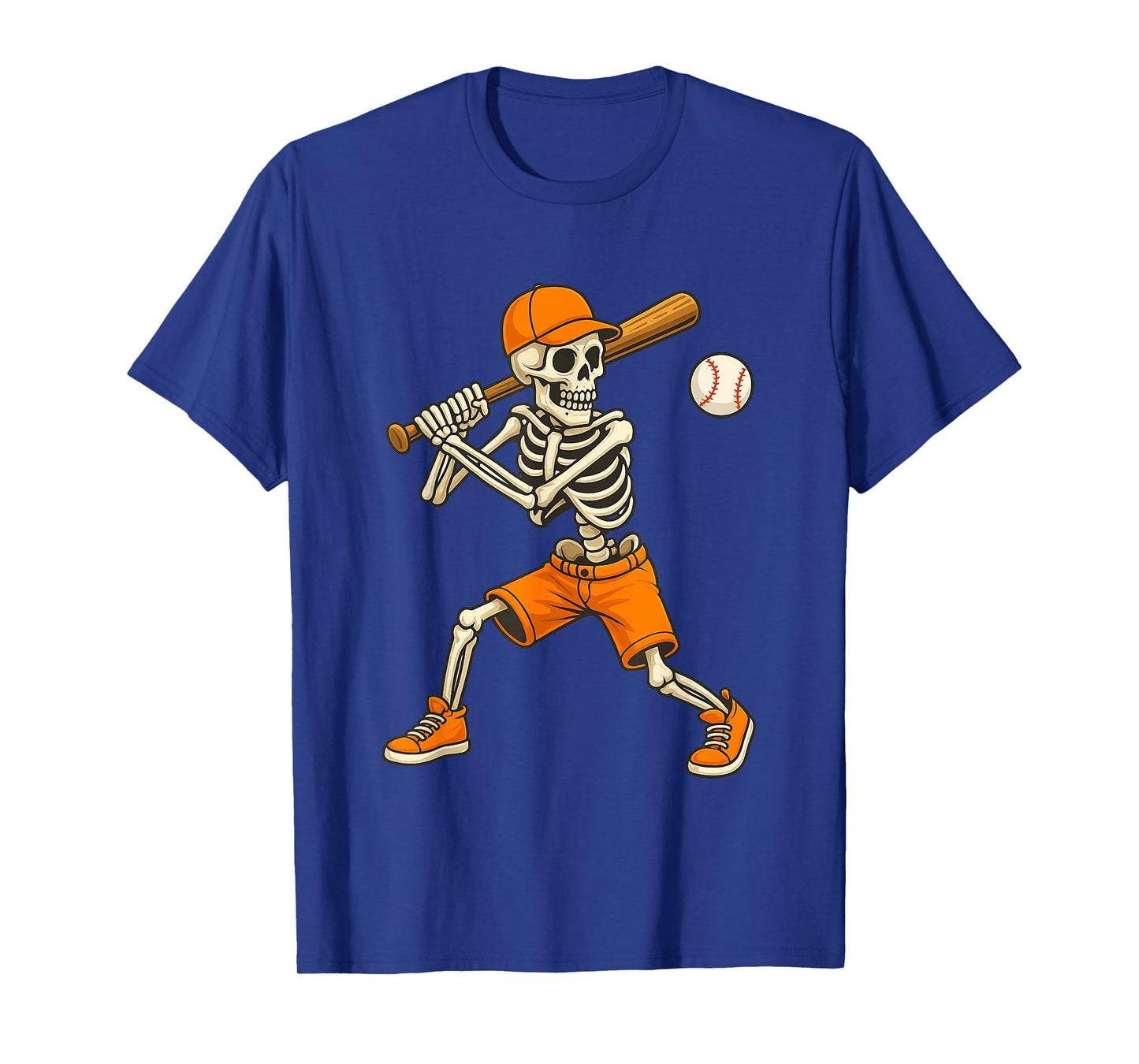 Funny Skeleton Batting Baseball Halloween Boys Men Kids T-Shirt