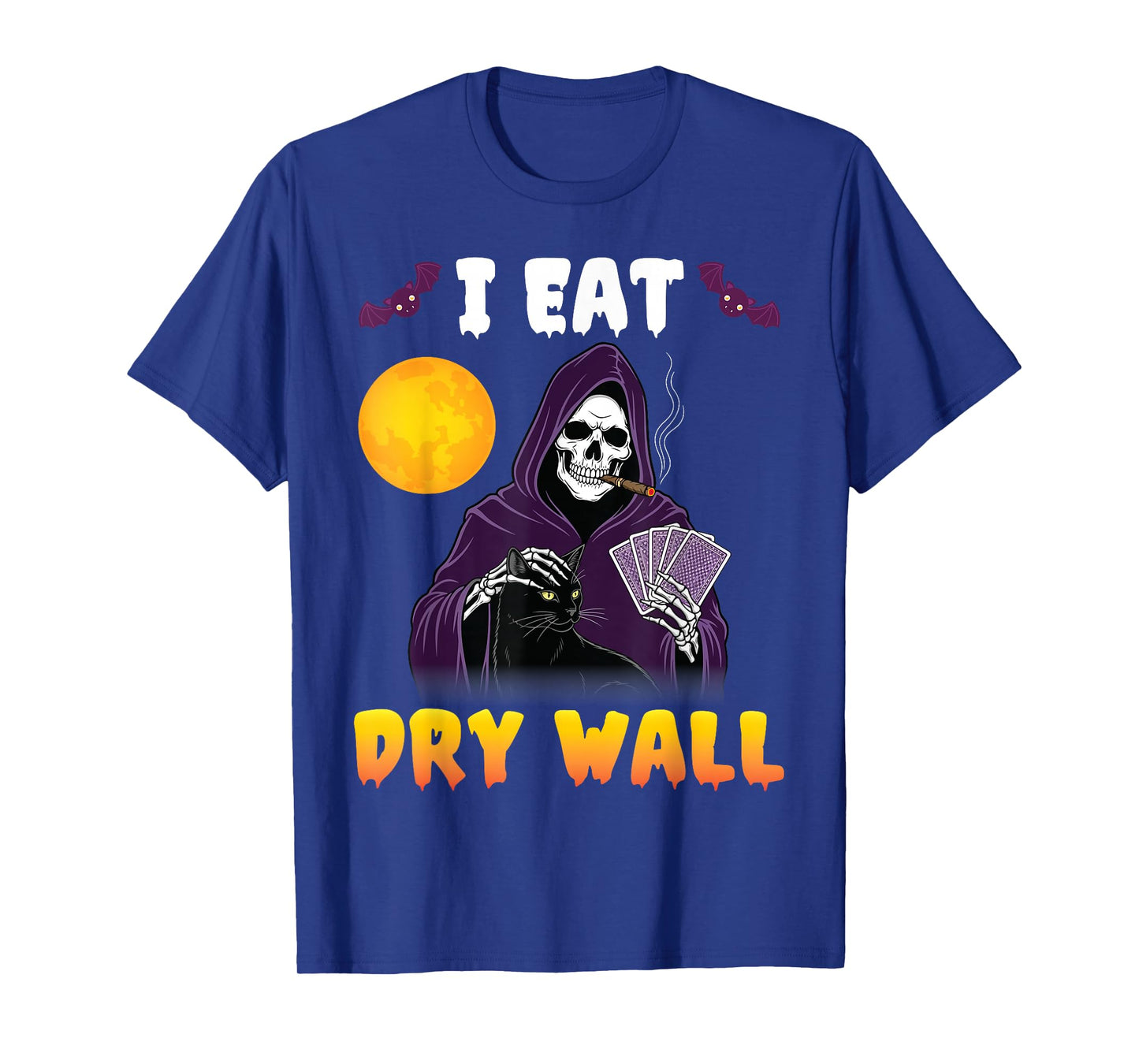 I Eat Drywall Grim Reaper with Black Cat Funny Dark Humor T-Shirt