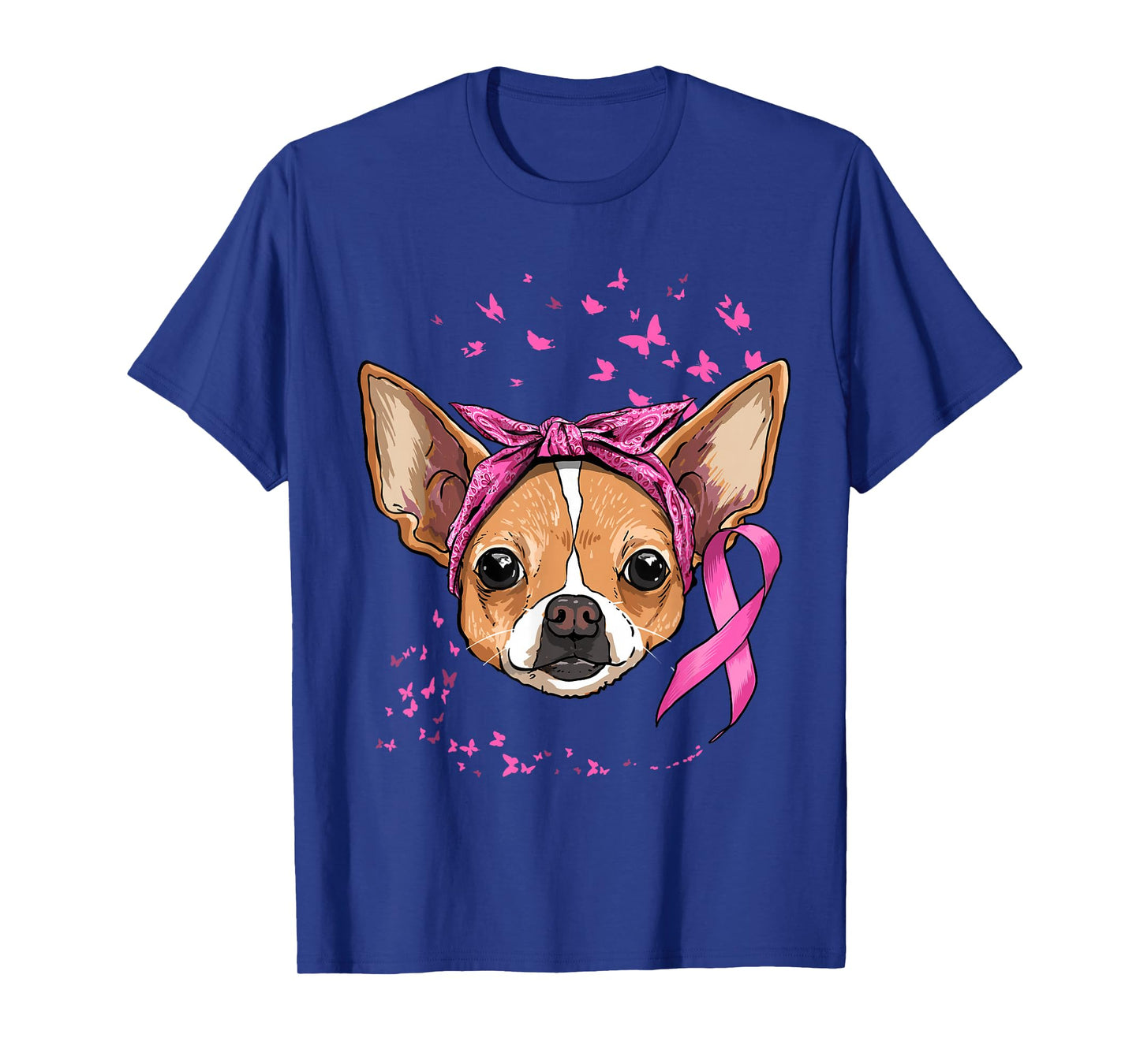 Breast Cancer Awareness Chihuahua Pink Ribbon Survivor Dog T-Shirt