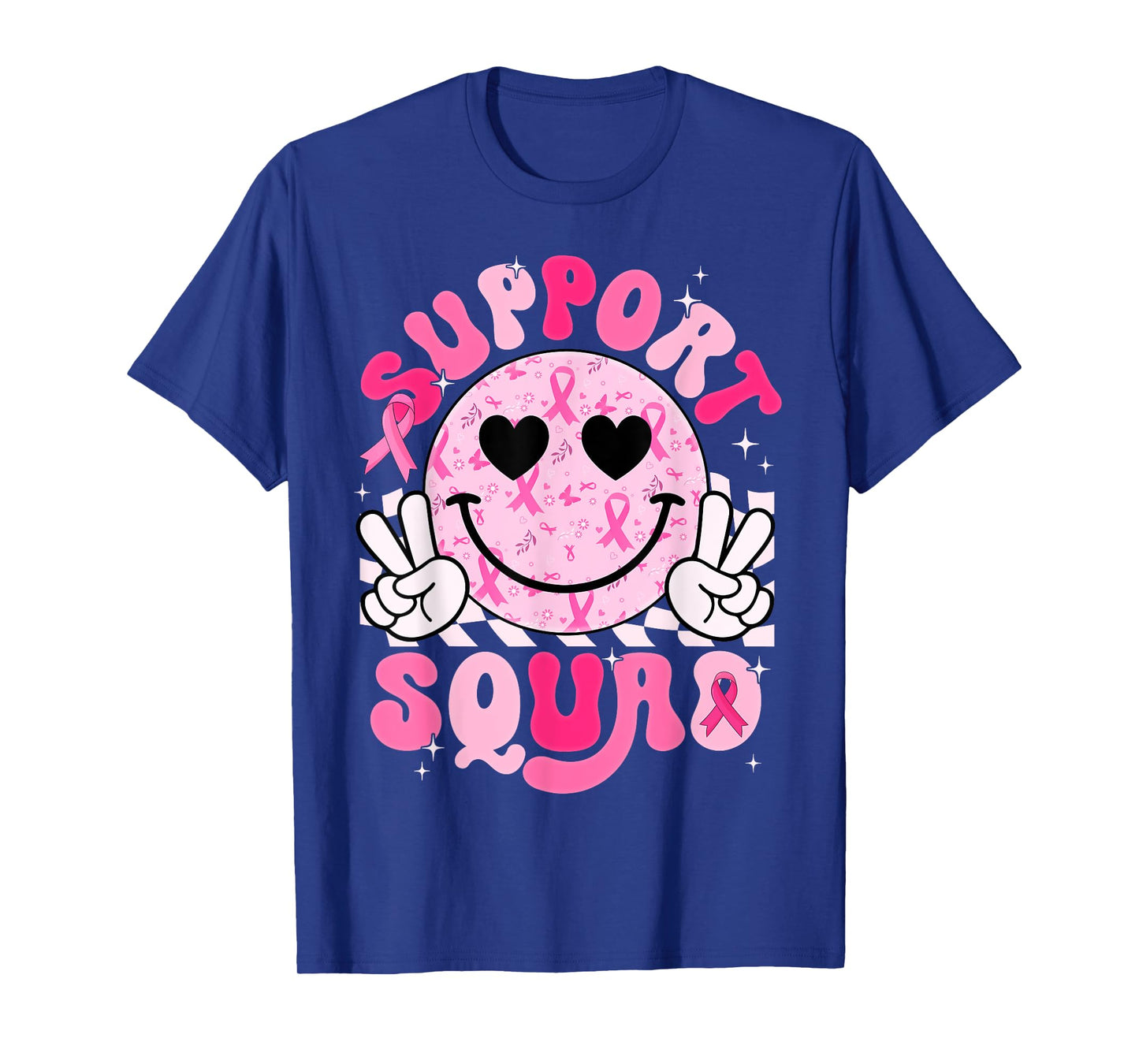 Support Squad Smile Face Breast Cancer Awareness Pink Ribbon T-Shirt