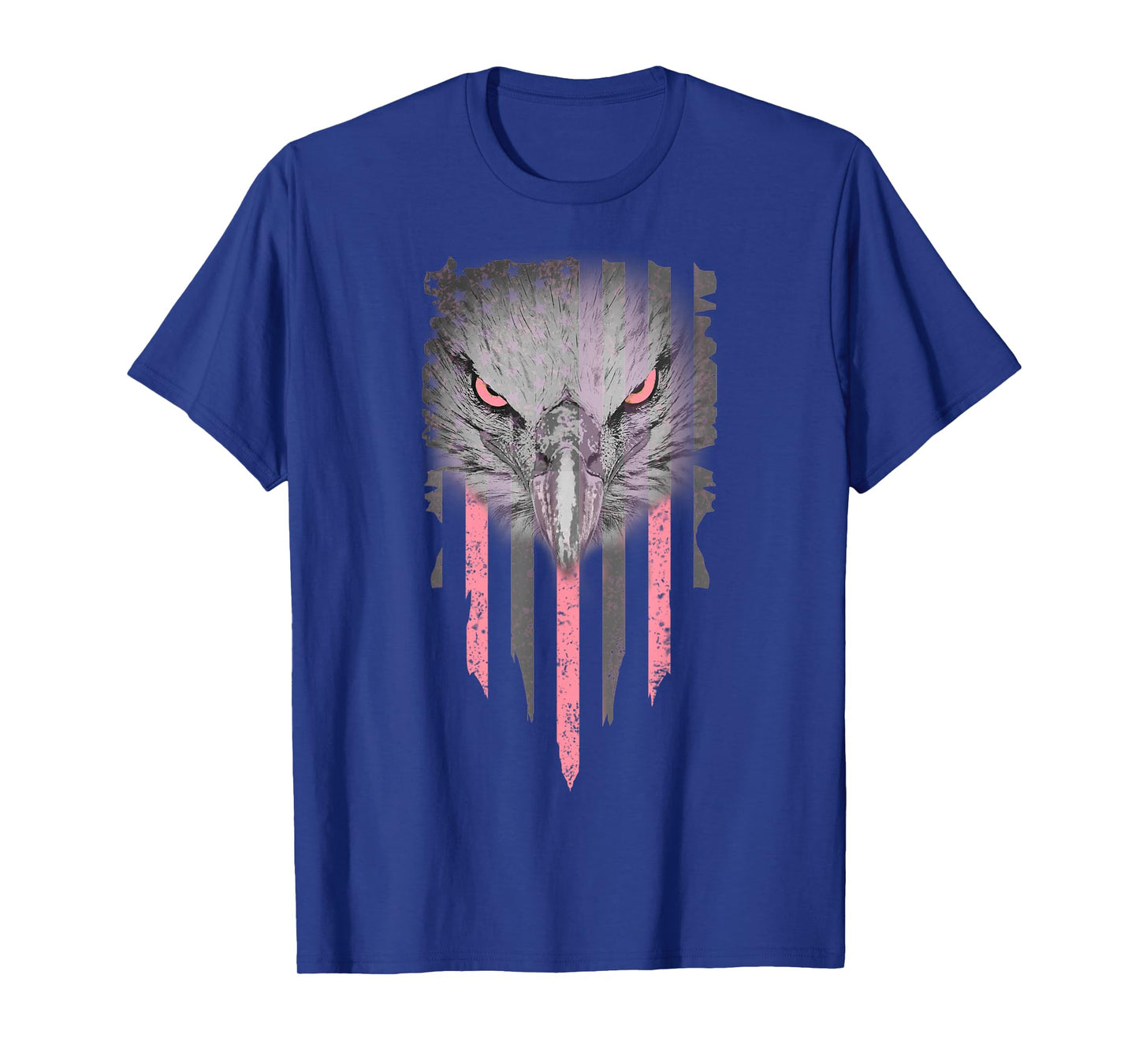 Bald Eagle Pink Ribbon American Flag Breast Cancer Awareness Women Kids Men T-Shirt