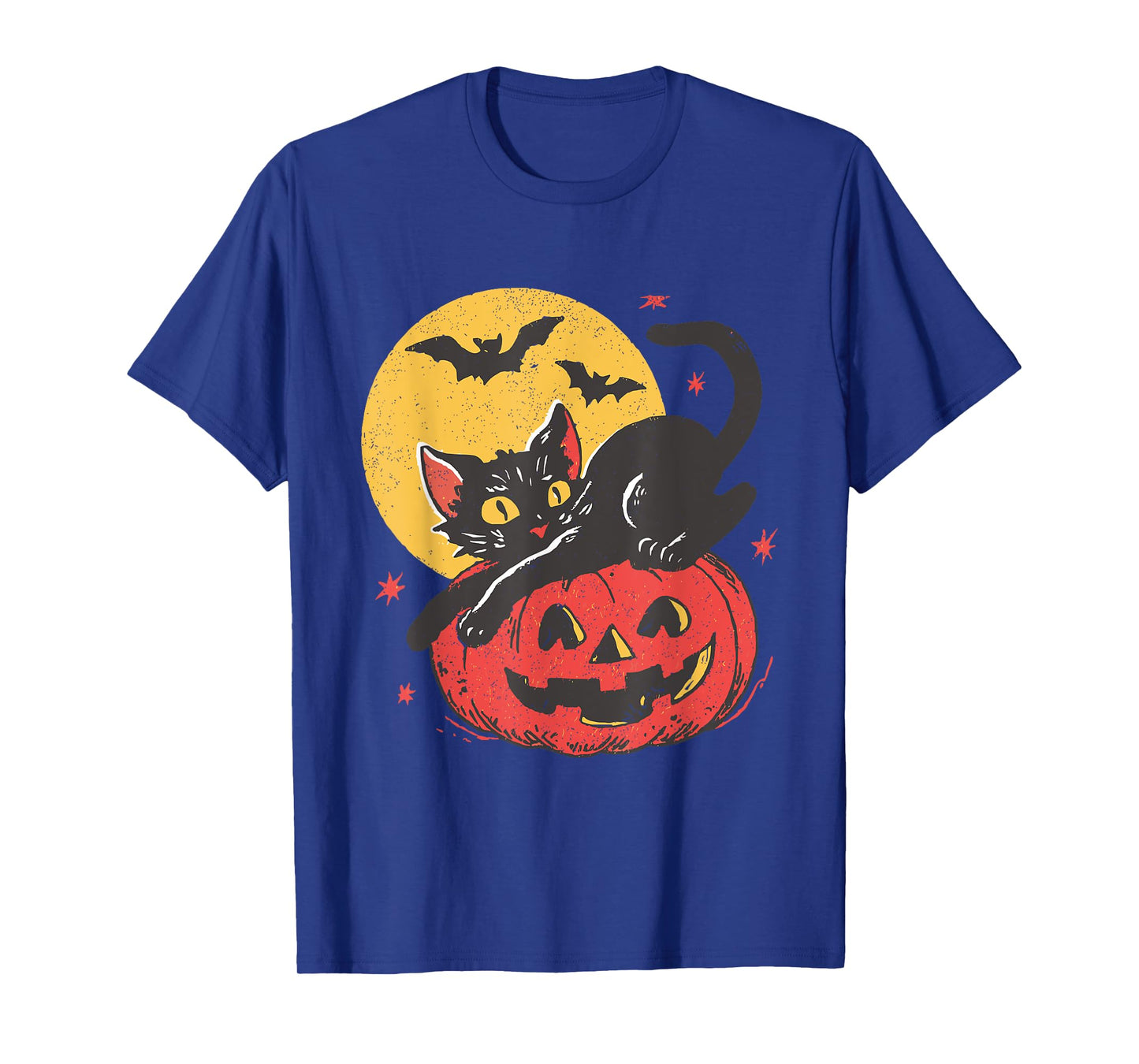 Black Cat On Pumpkin Halloween Black Cat Moon Spooky Season T-Shirt