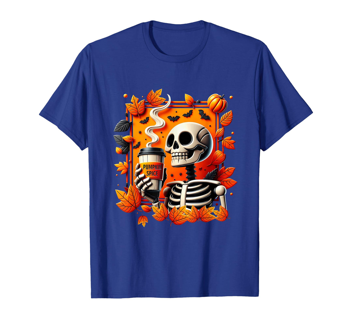 Happy Fall Yall Women Pumpkin Spice Halloween Skeleton T-Shirt