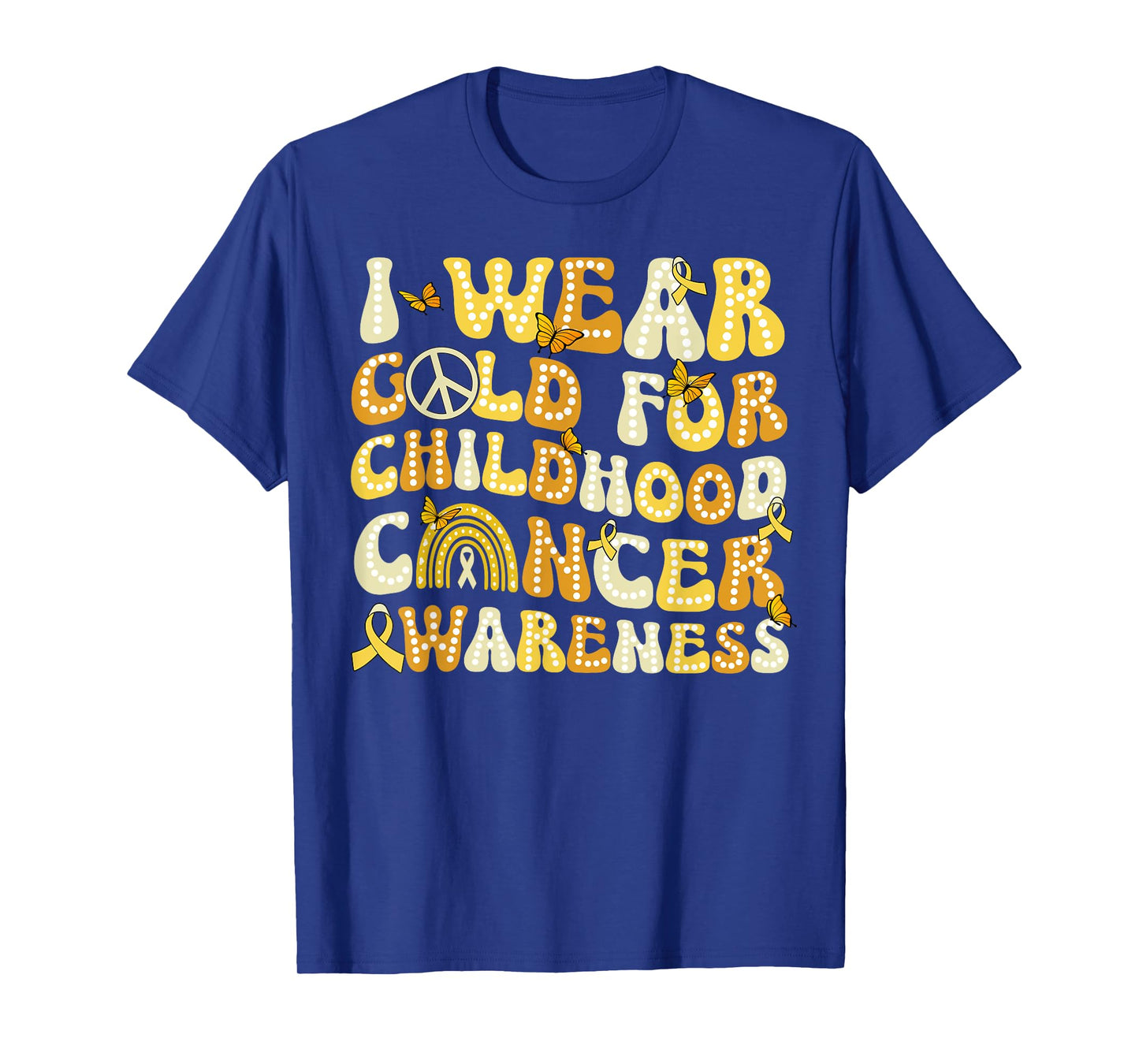 I Wear Gold For Childhood Cancer Awareness Groovy T-Shirt