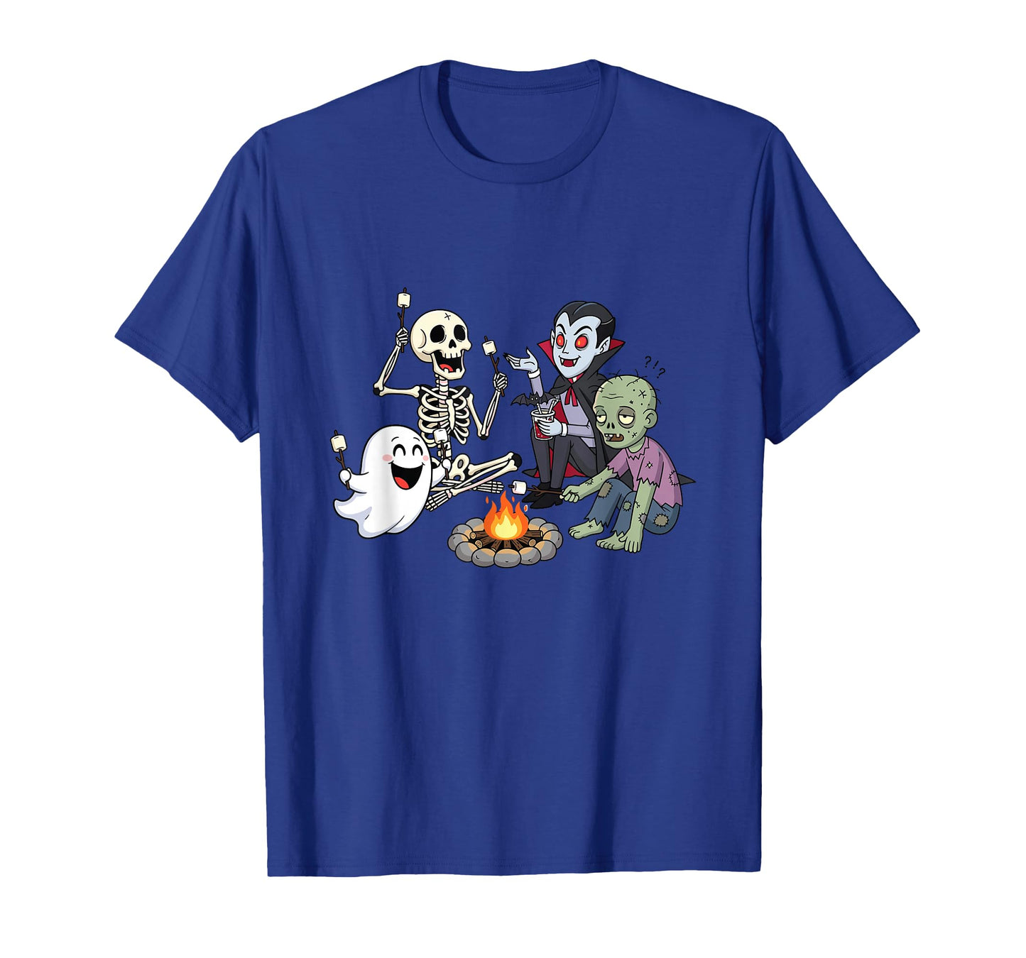 Funny Halloween Ghost Skeleton Zombie Vampire Campfire T-Shirt