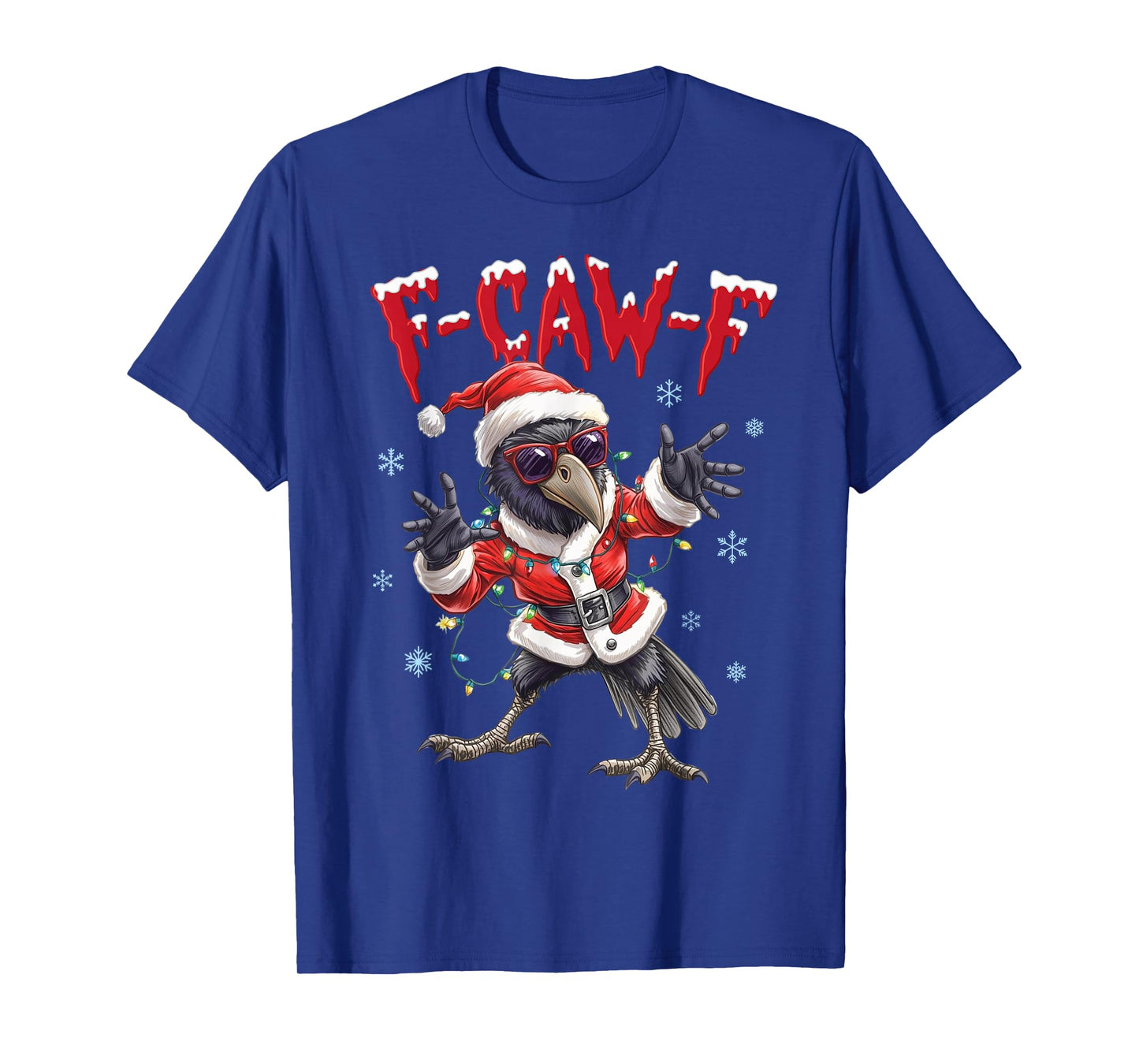 F-Caw-F Santa Raven Christmas Lights Funny Black Crow Lover T-Shirt