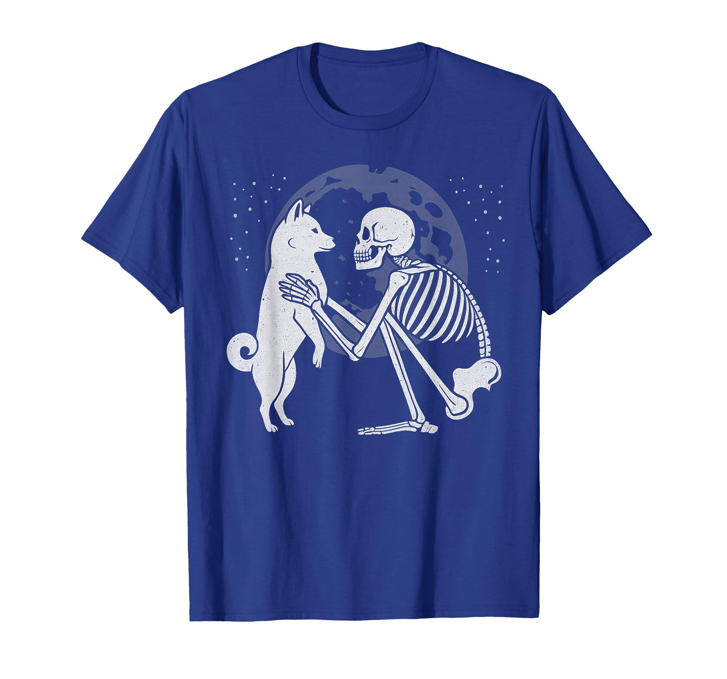 Shiba Inu Skeleton Moon Halloween Dog Lover T-Shirt