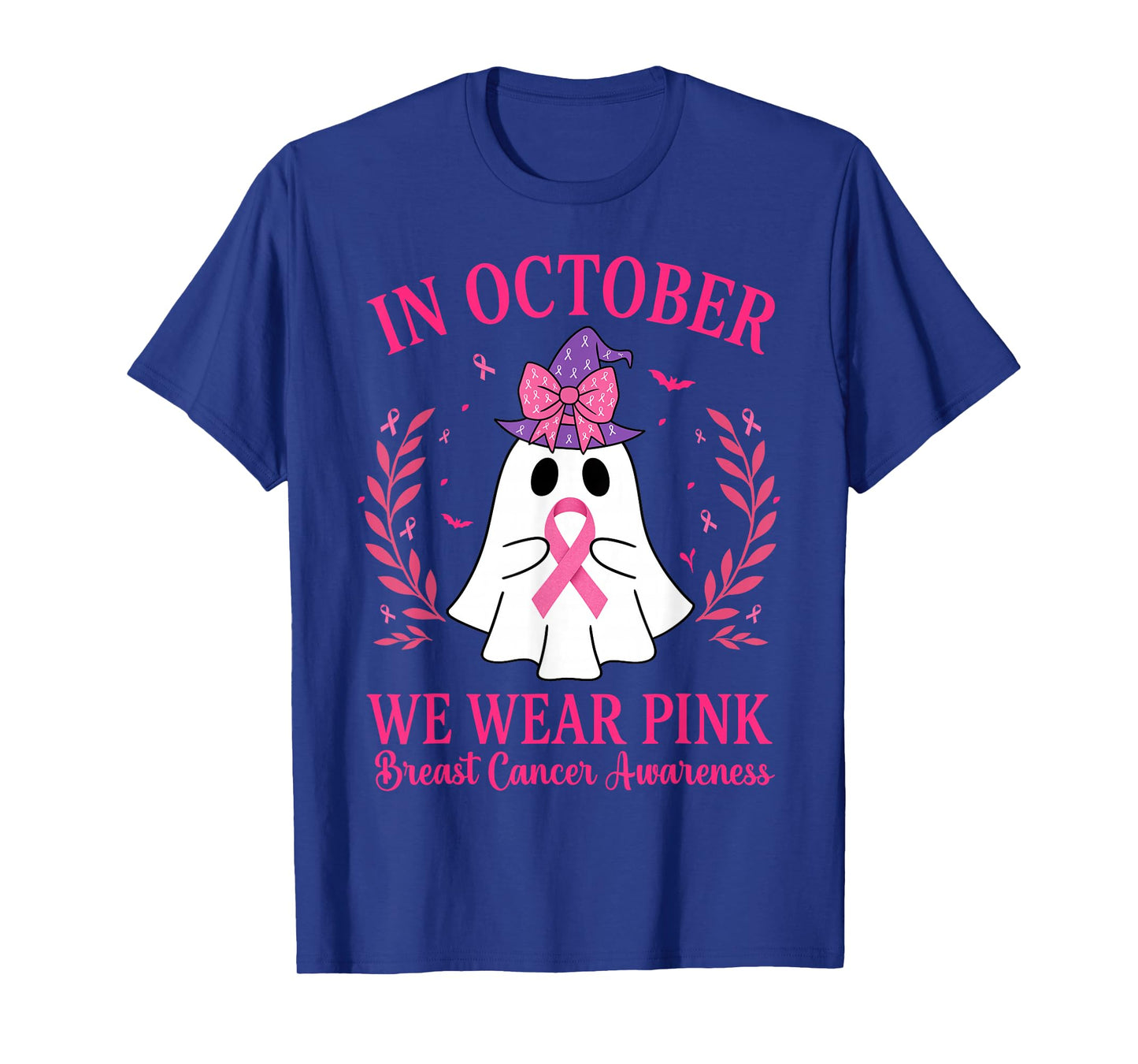 in October We Wear Pink Women Halloween Breast Cancer T-Shirt