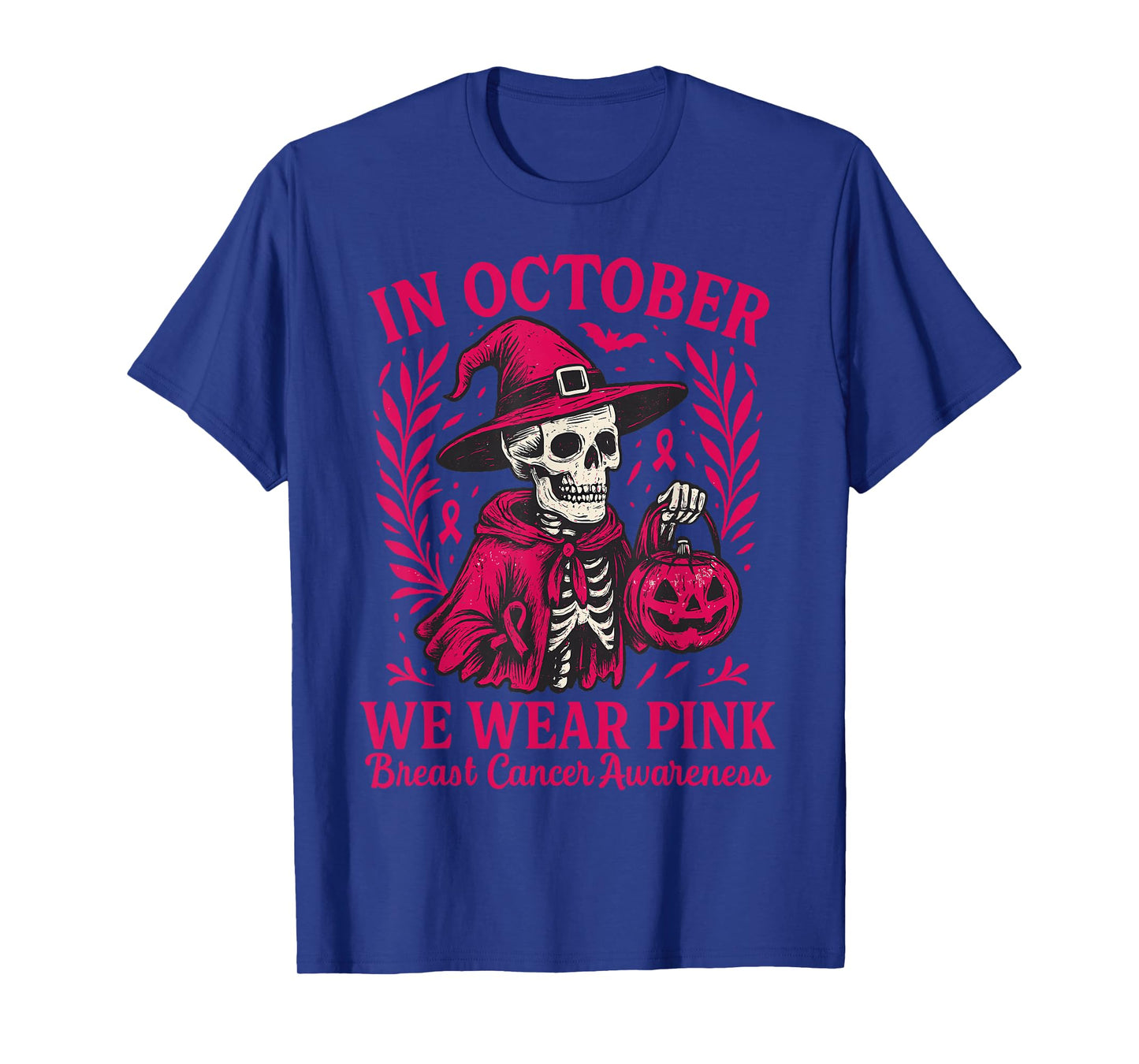 Breast Cancer Women in October We Wear Pink Halloween T-Shirt