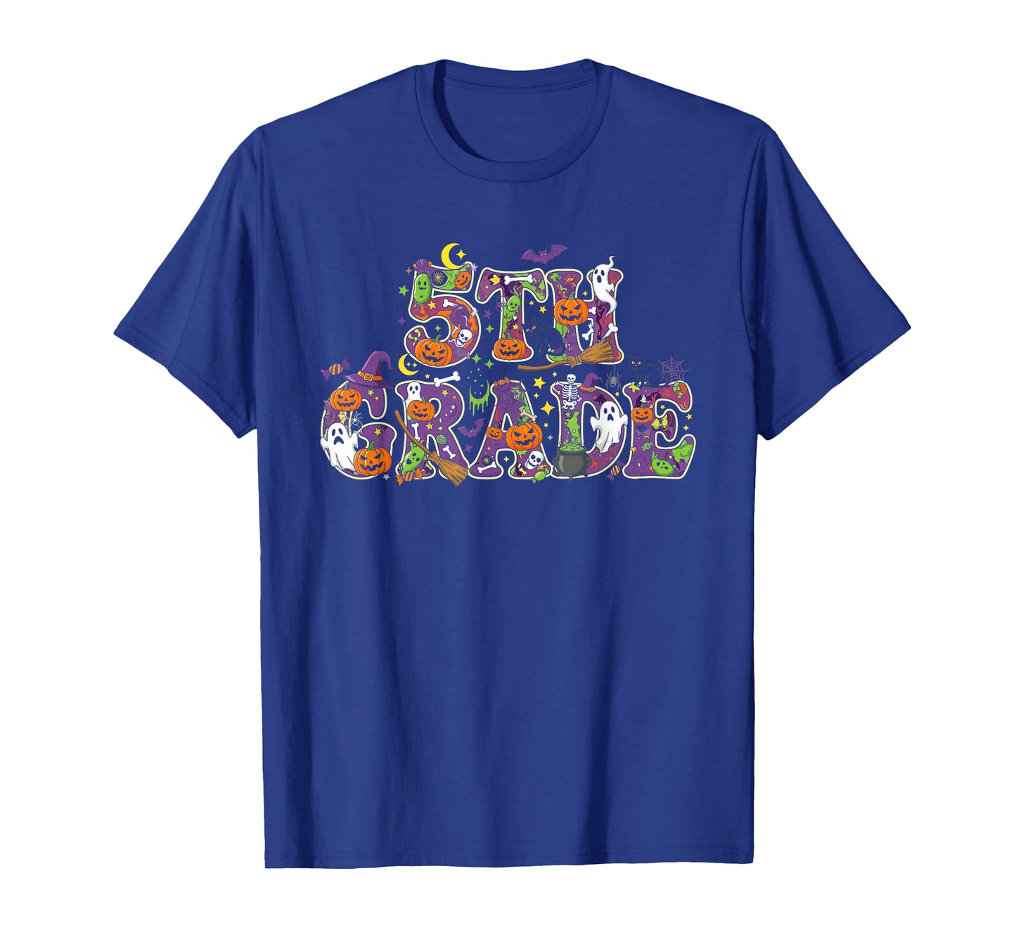 5th Grade Pumpkin Ghost Skeleton Halloween Kids Mens Womens T-Shirt