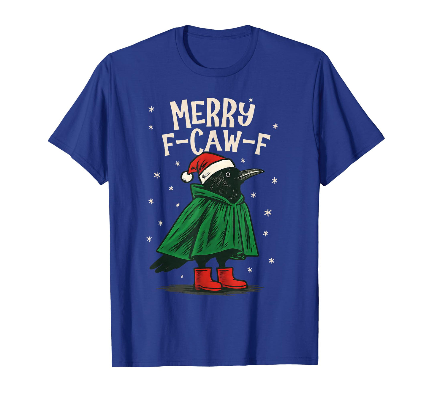 Women Black Crow F-Caw-F Funny Christmas Merry F-Caw-F T-Shirt