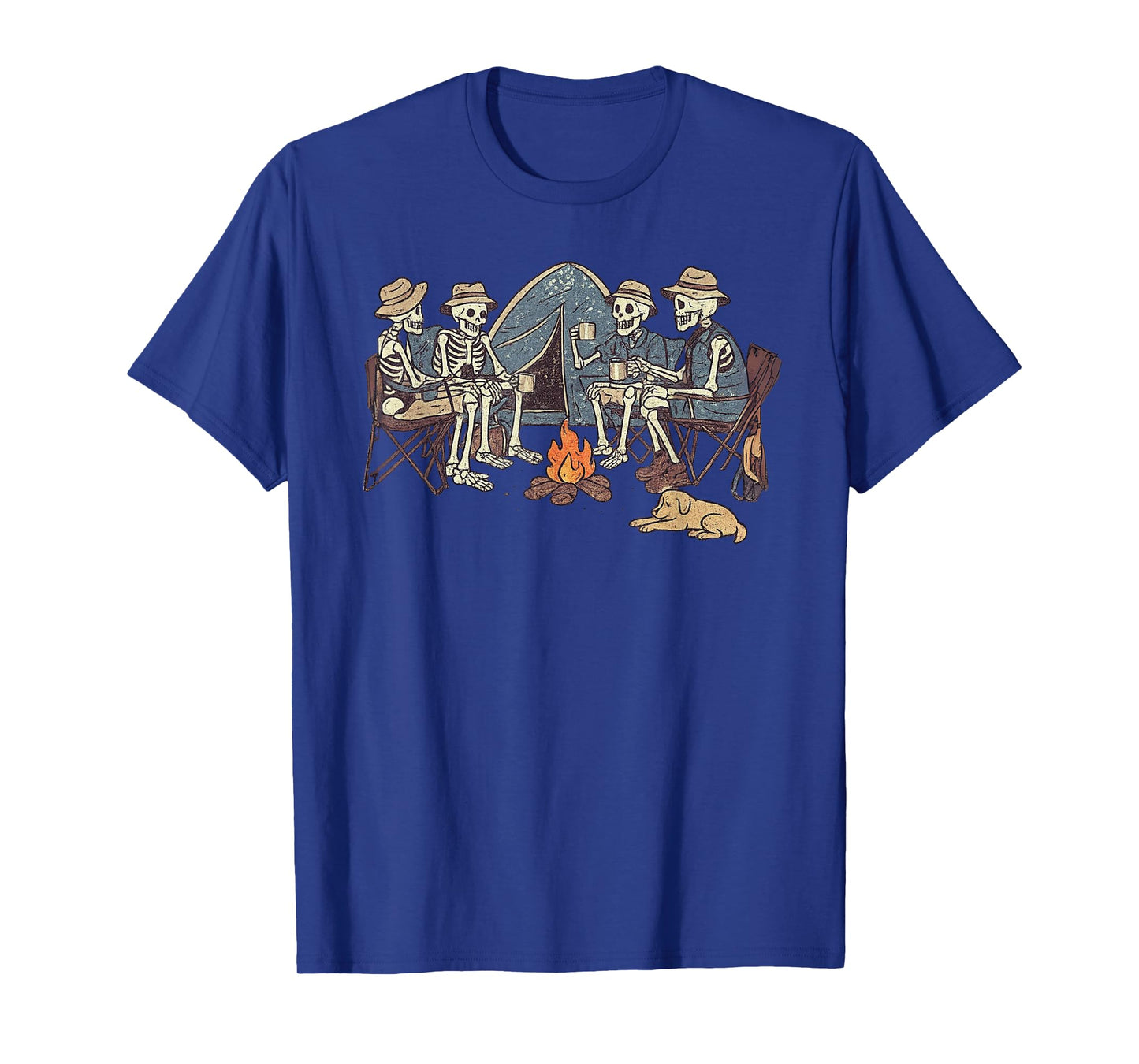 Vintage Halloween Skeleton Camping Funny Spooky Costume T-Shirt