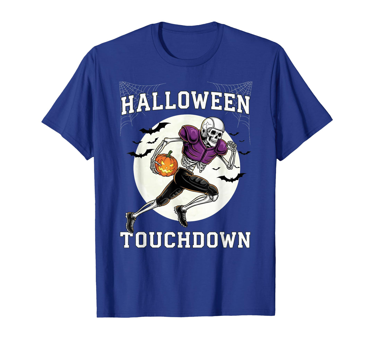 Halloween Football Player Skeleton Touchdown Pumpkin Costume T-Shirt