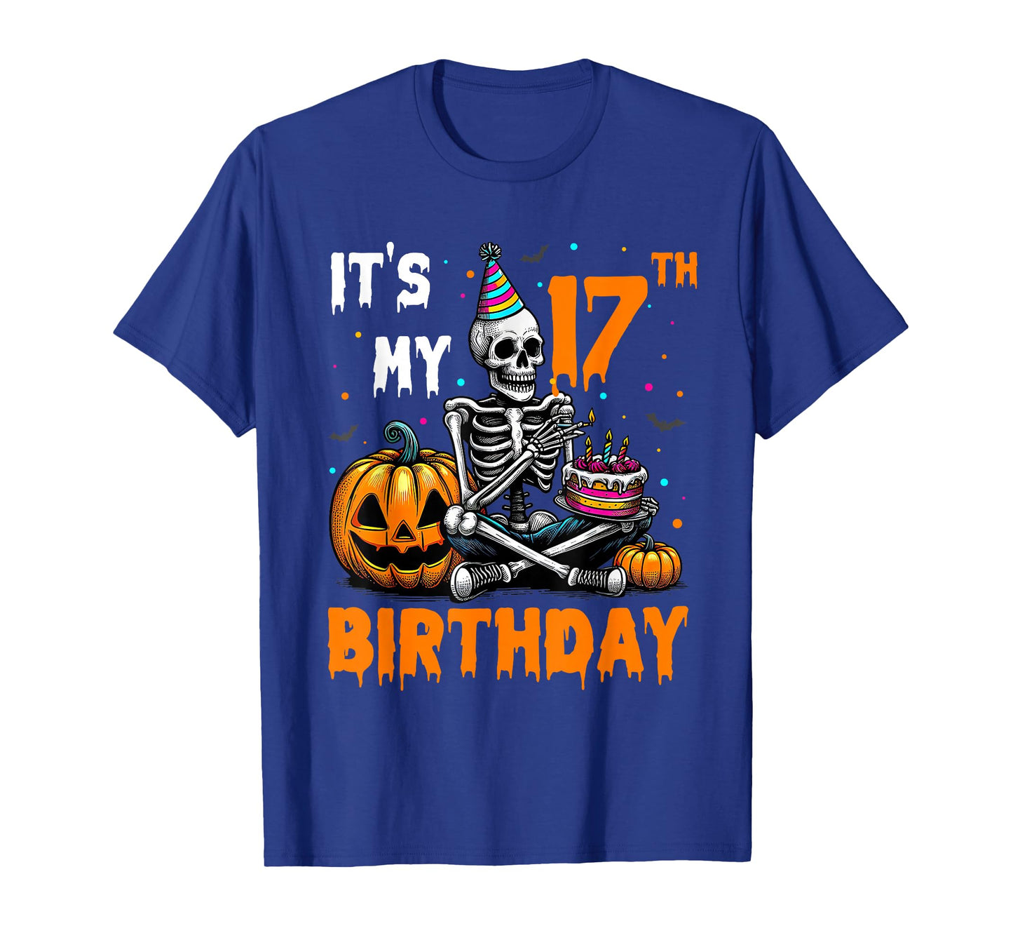 Skeleton 17th Birthday Halloween Party Kids 17 Years Gift T-Shirt