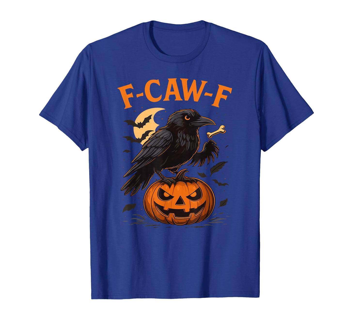 F-CAW-F Crow Halloween Raven On Pumpkin Spooky Moon Horror T-Shirt