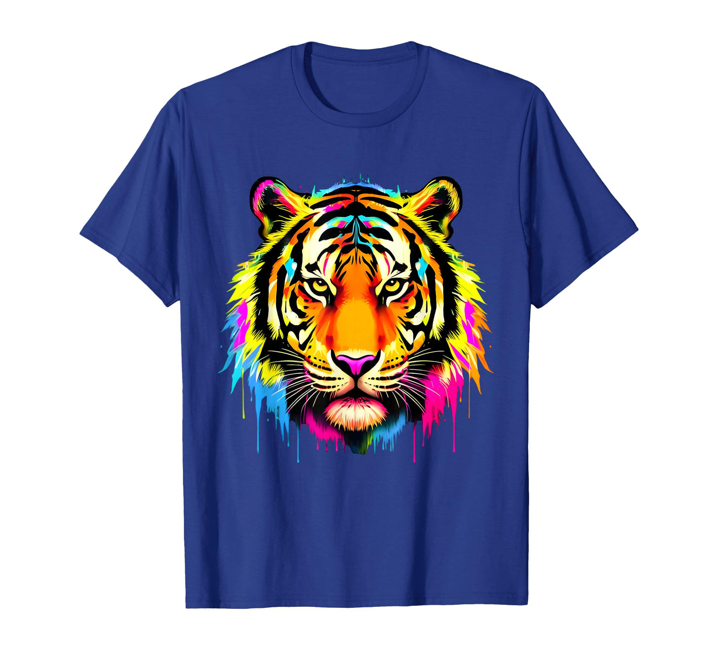 Colourful Cool Tiger Head in Vivid Shades Artistic Designed T-Shirt