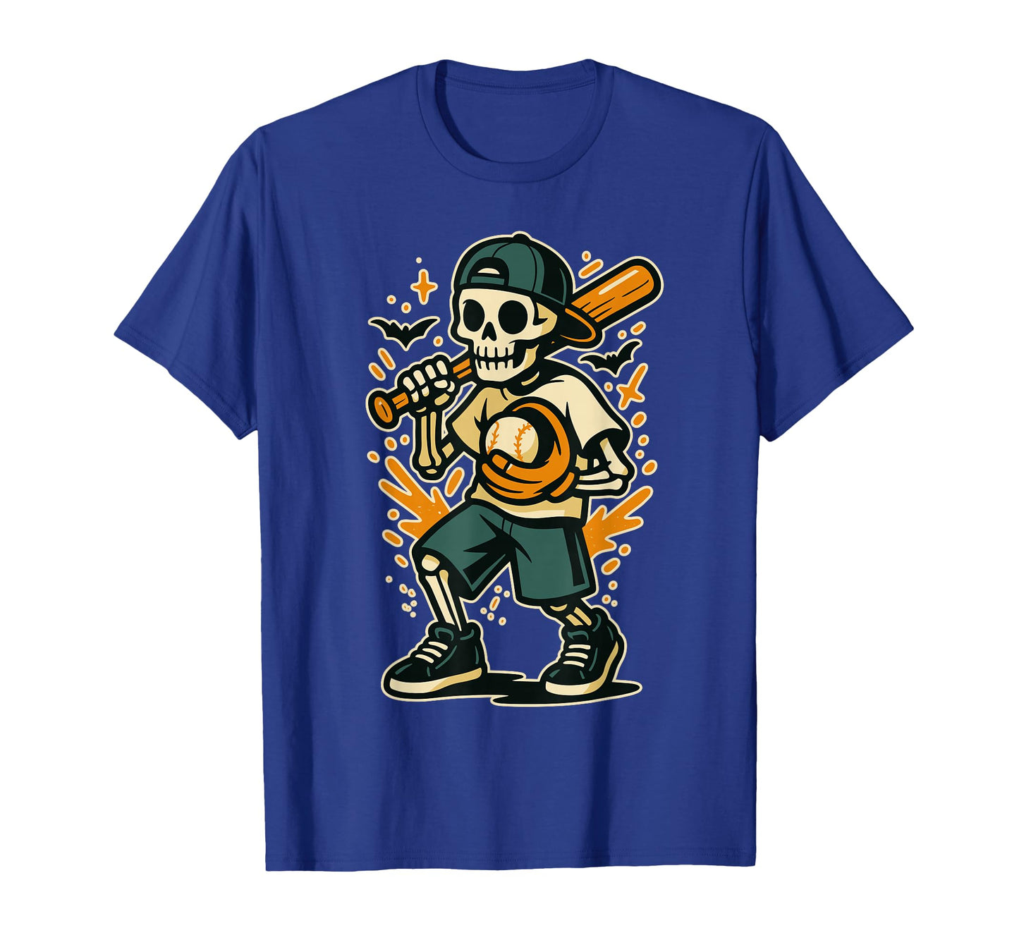 Funny Halloween Skeleton Baseball Costume Graphic T-Shirt
