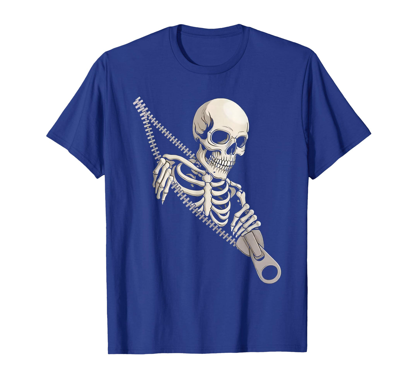Zipper Skeleton Halloween Bones Creepy Scary Design T-Shirt