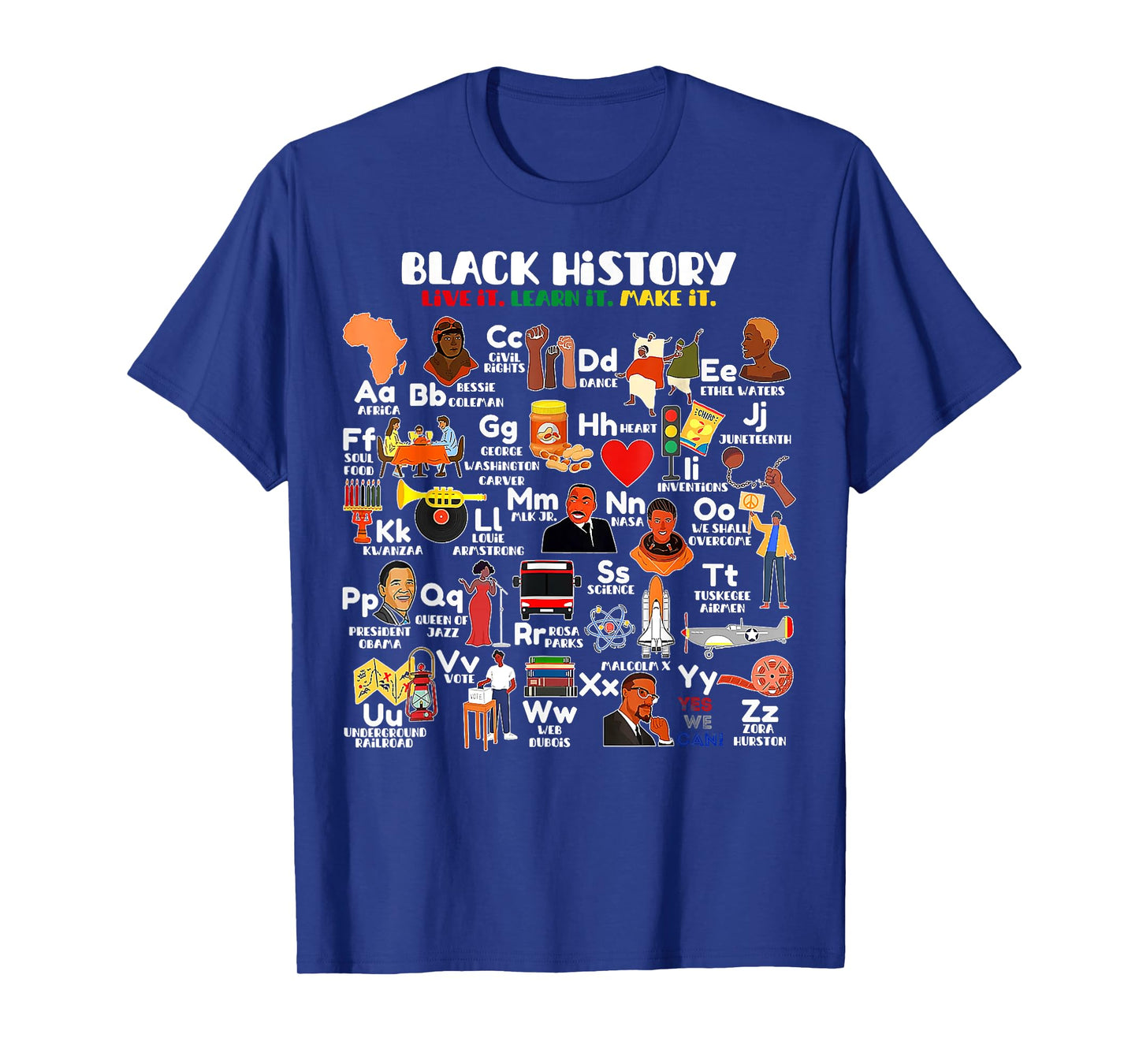 ABCs of Black History Month Pride Live It Learn It Teacher T-Shirt