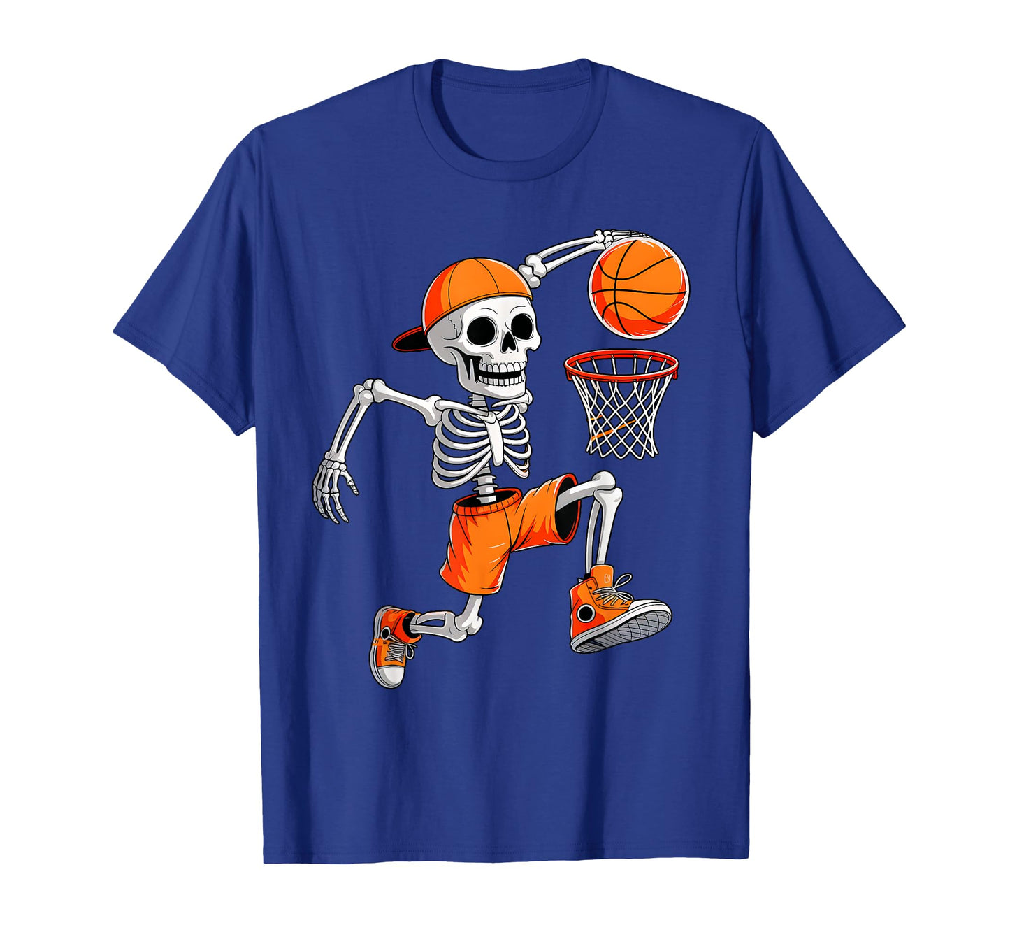 Funny Skeleton Play Basketball Halloween Costume Boys Men T-Shirt