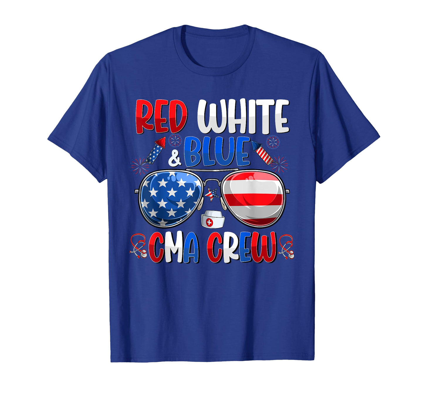 4th Of July CMA Crew Scrub Tops Medical Assistants Matching T-Shirt for Women Men