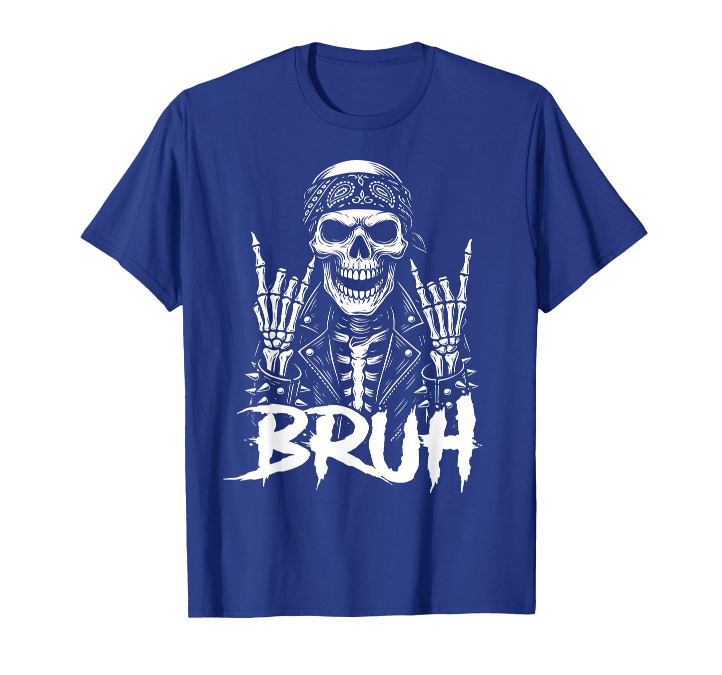 Rocker Skeleton Cool Halloween Bruh Punk Rock T-Shirt