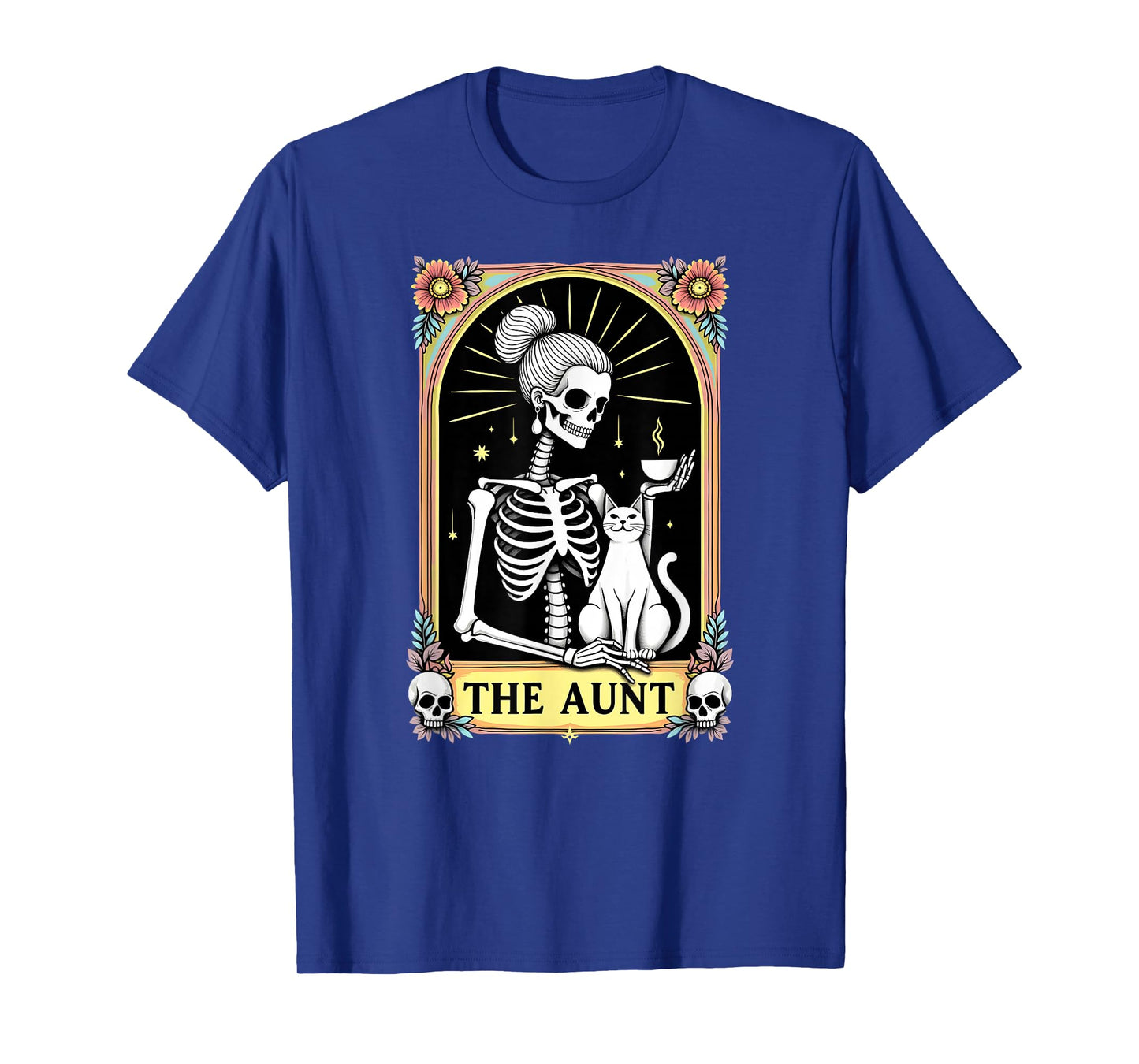 Gothic Tarot Card Aunt Skeleton Cat Mom Coffee T-Shirt