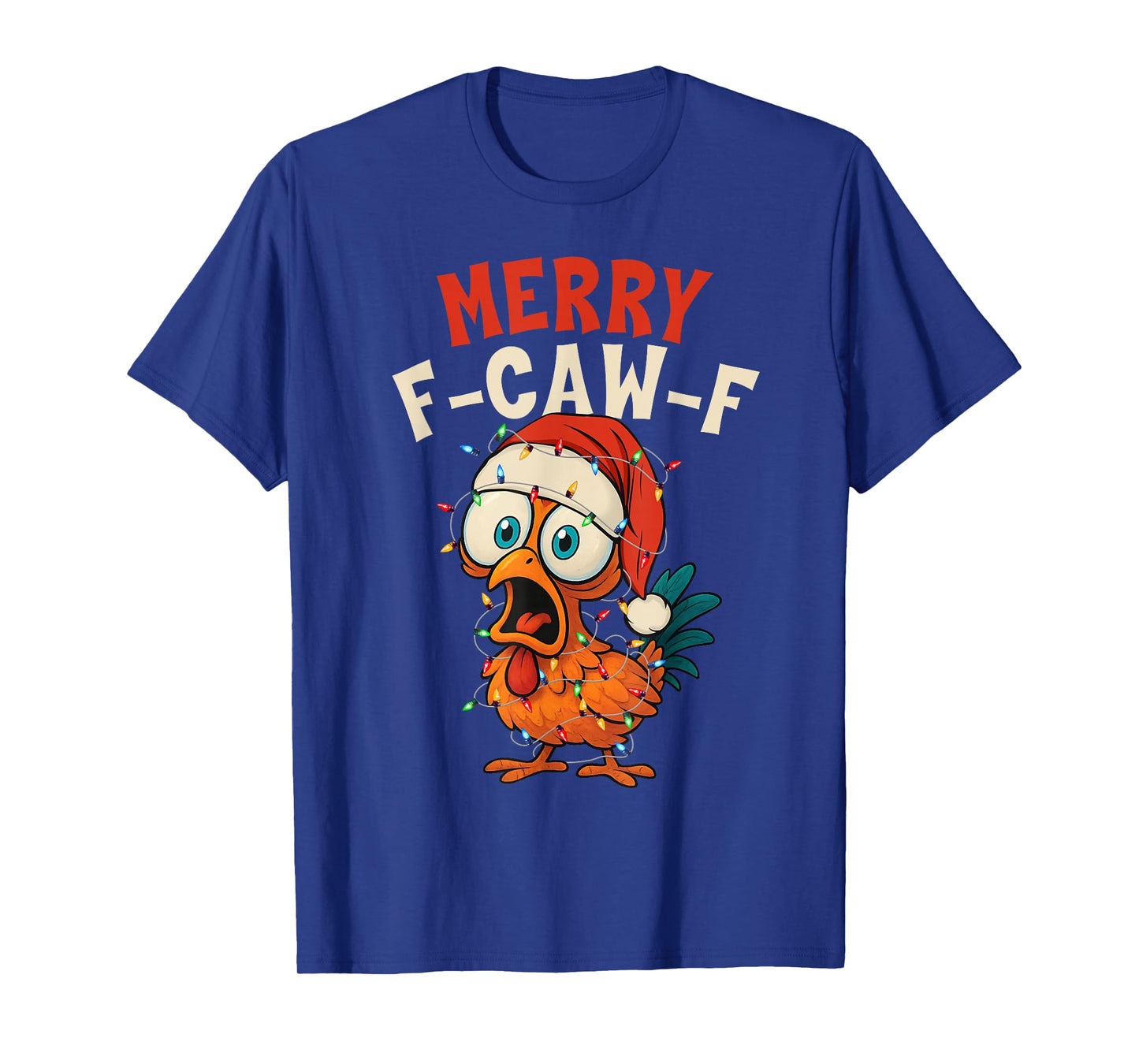 Merry F-Caw-F Chicken Rooster Meme Christmas Pajamas Holiday T-Shirt