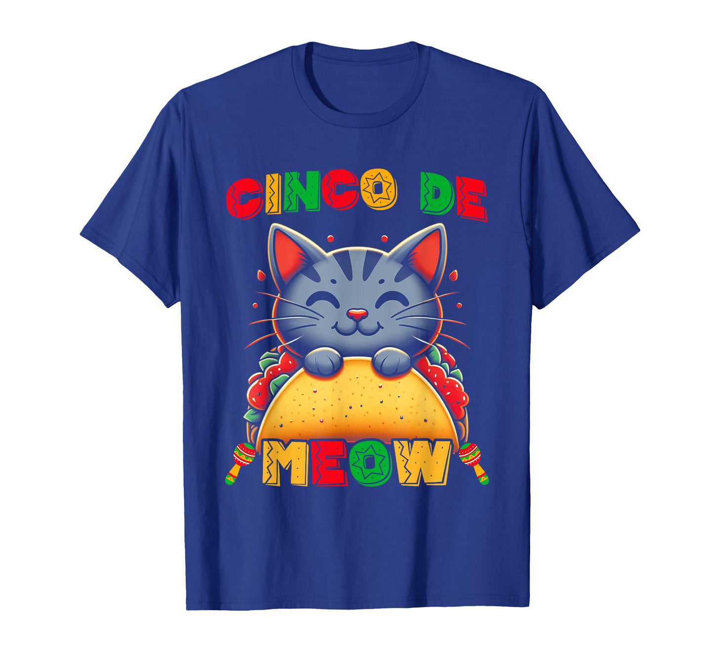 Cinco De Meow Funny Cinco De Mayo Cat Men Women Kids T-Shirt