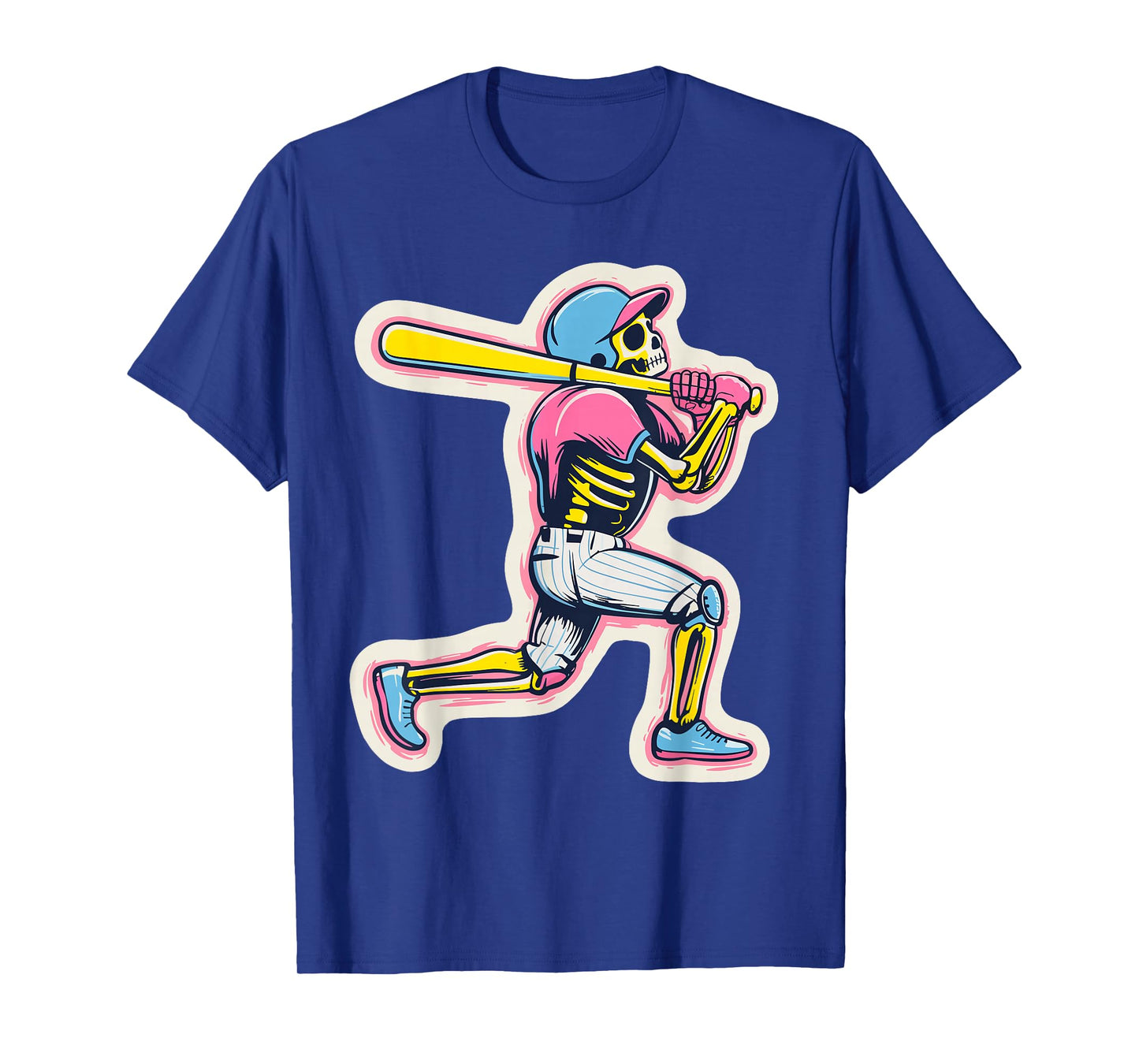 Baseball Drip Skeleton Graphic Retro 80s Melting Design T-Shirt