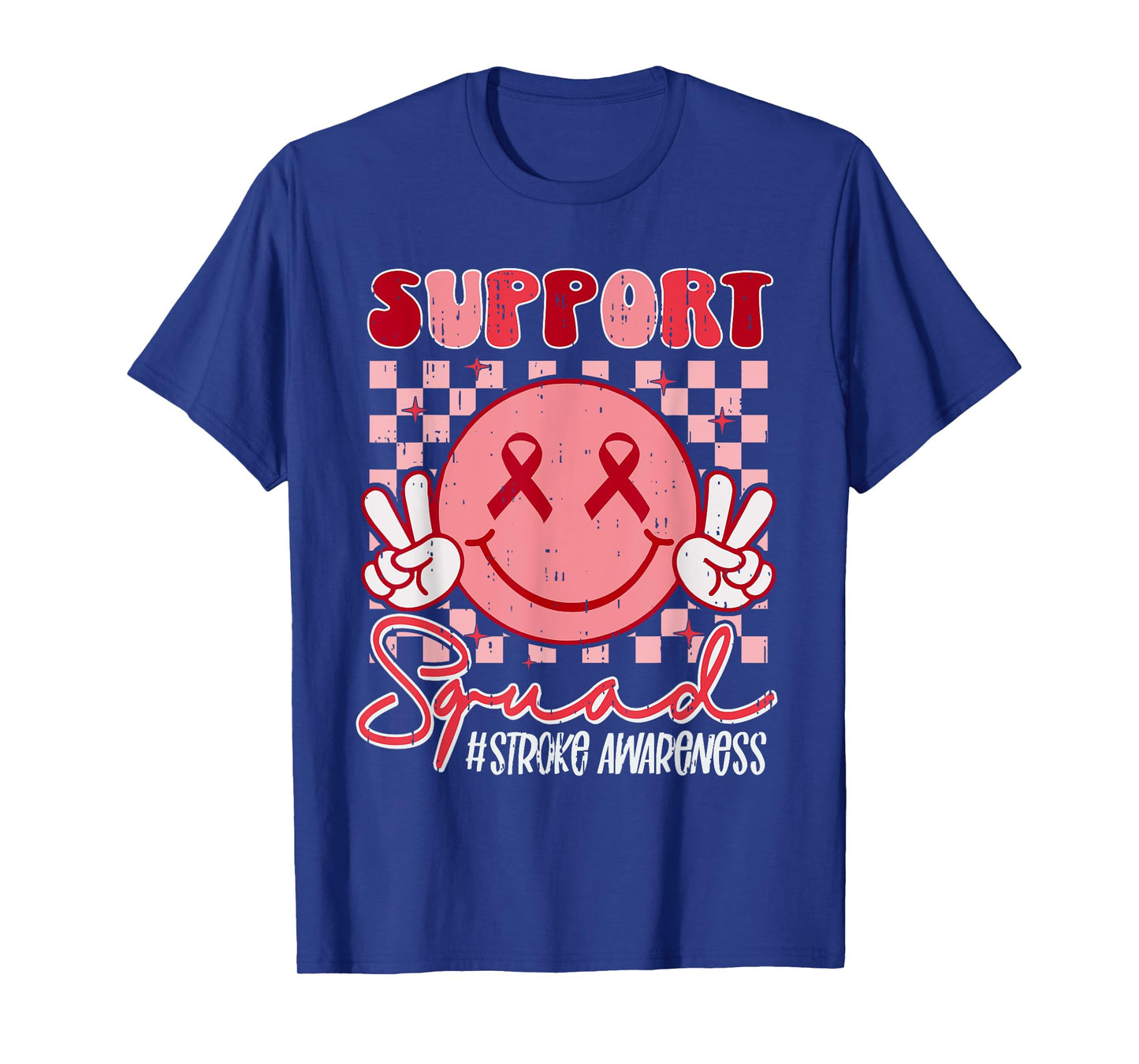 Support Squad Stroke Awareness Smile Ribbon Red Brain Attack T-Shirt