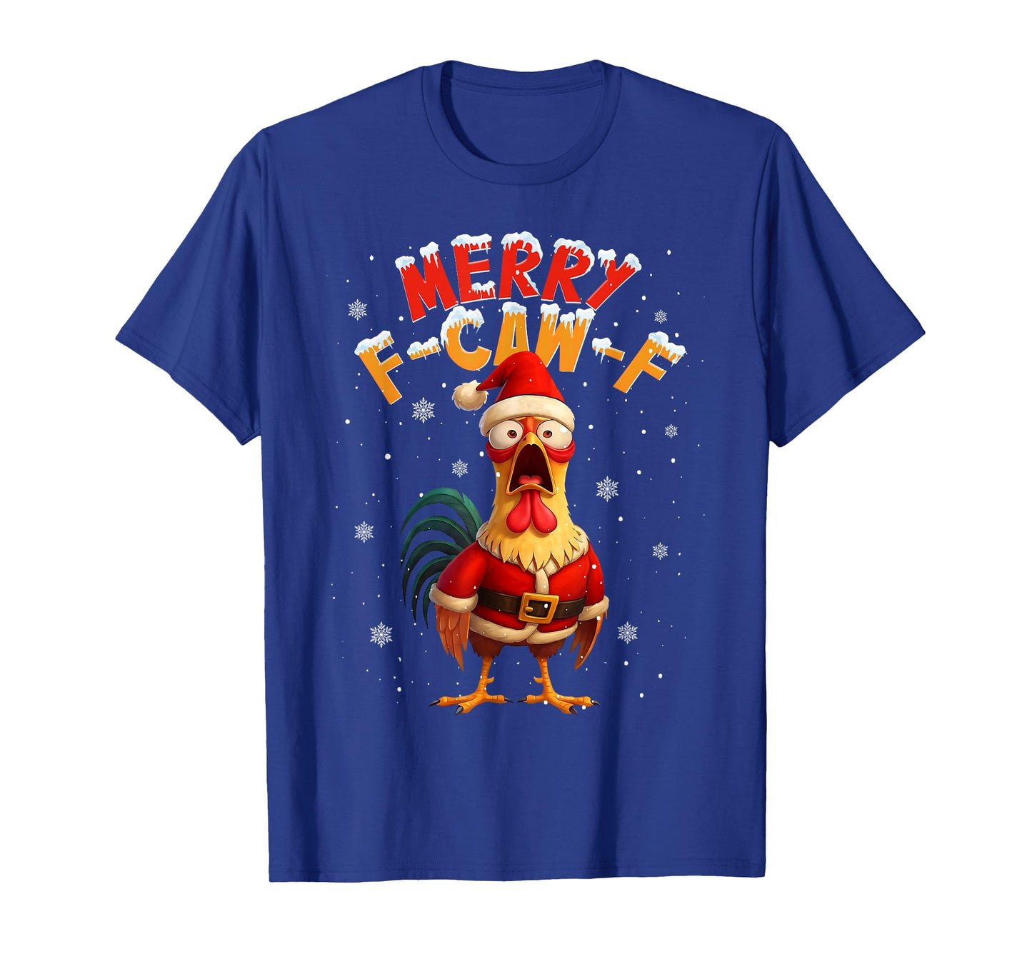 Merry F-Caw-F Chicken Rooster Xmas Christmas Pajamas Holiday T-Shirt