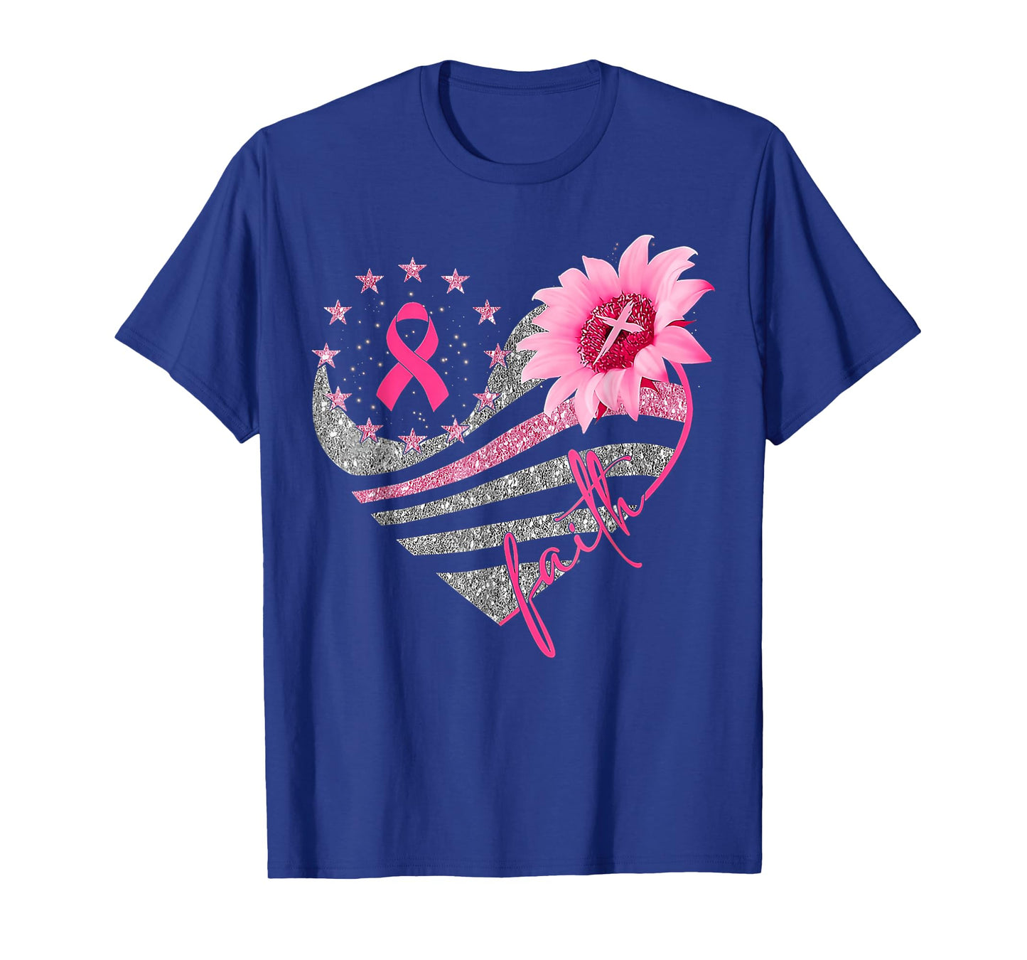Breast Cancer Awareness Sun flower faith bling bling T-Shirt