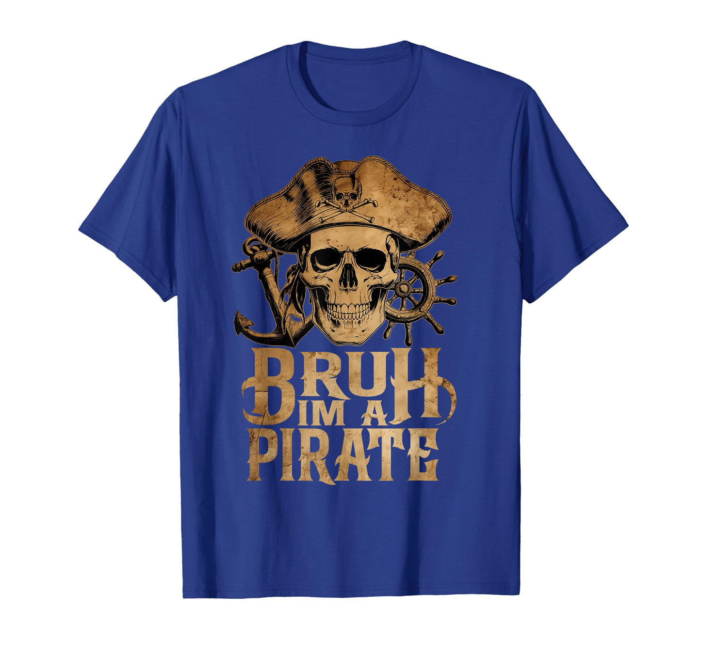 Bruh Pirate Pretend Halloween Skull Funny DIY Lazy Costume T-Shirt