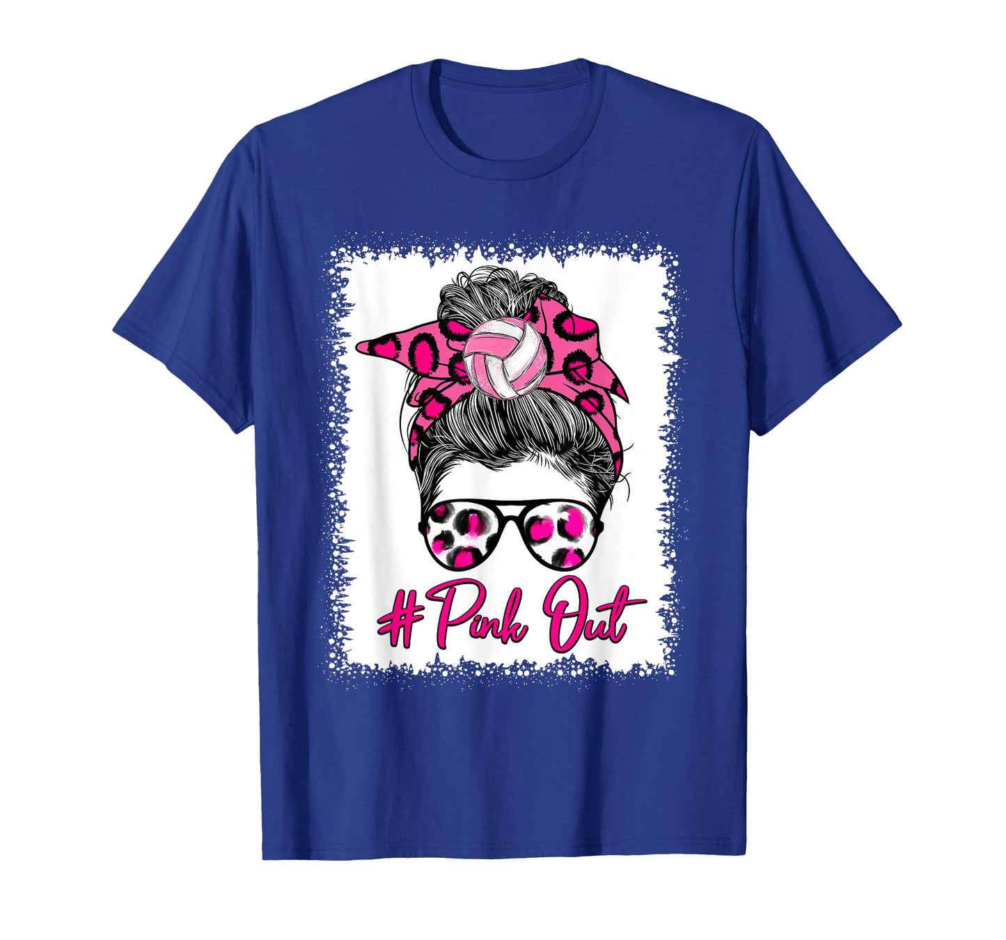Pink Out Messy Bun Volleyball Breast Cancer Sport Lovers T-Shirt