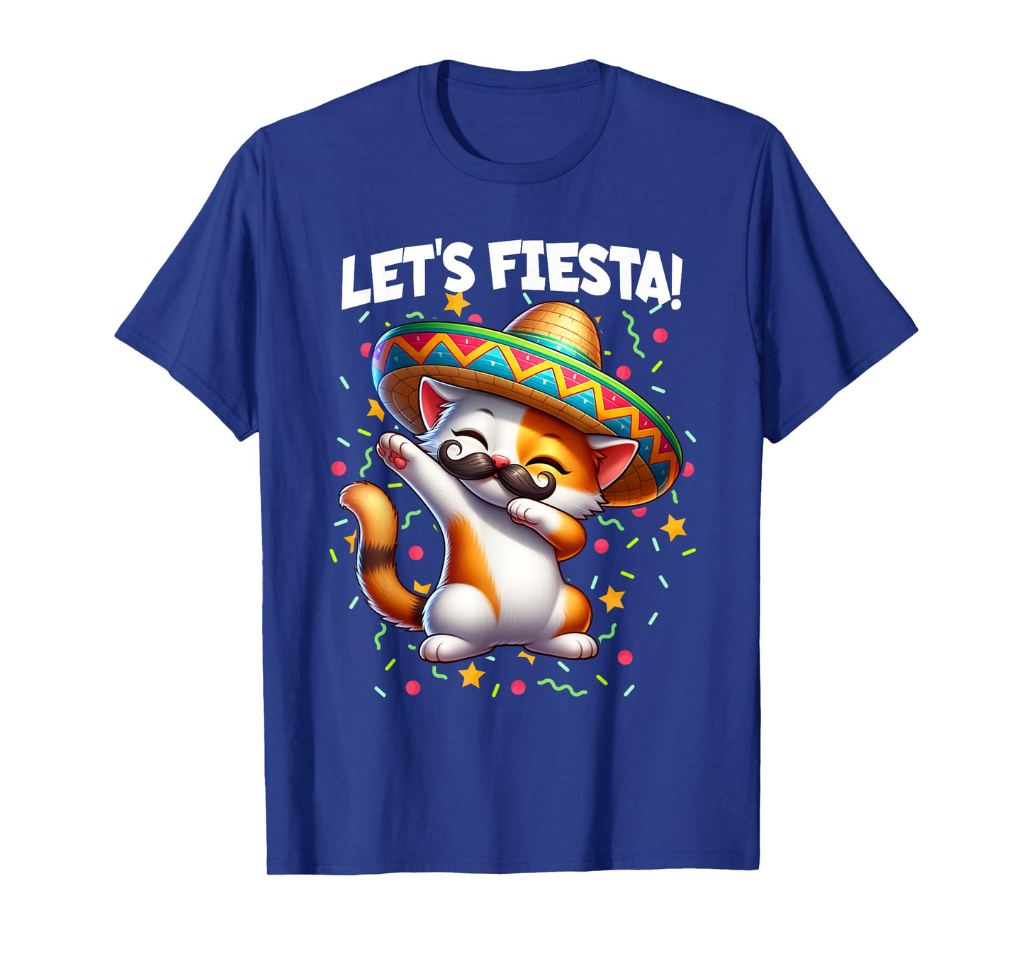Let's Fiesta Cinco de Mayo Party Dabbing Cat Kitten Graphic T-Shirt for Men Women Girls Kids