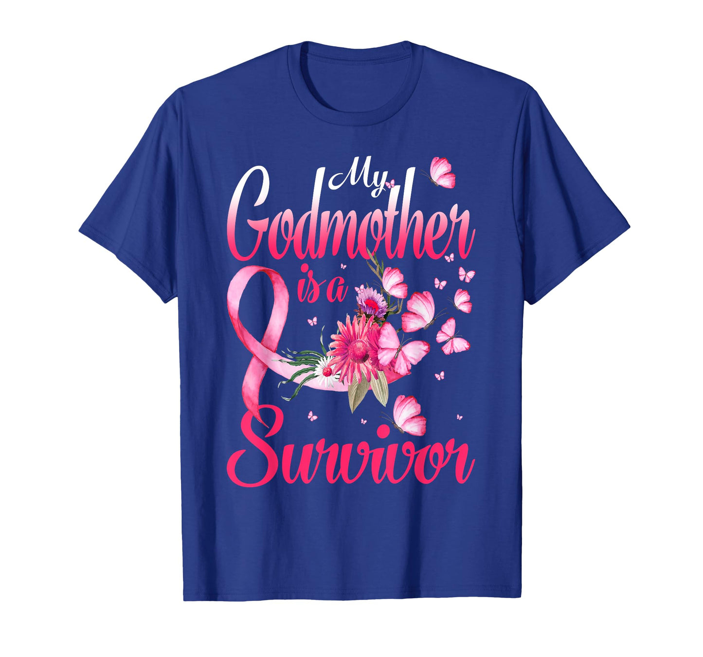 My Godmother Is A Survivor Butterfly Breast Cancer Awareness T-Shirt
