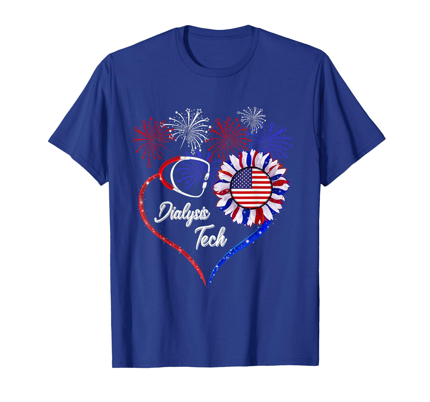 Patriotic Dialysis Tech - American Flag Sunflower Love T-Shirt for Women Men