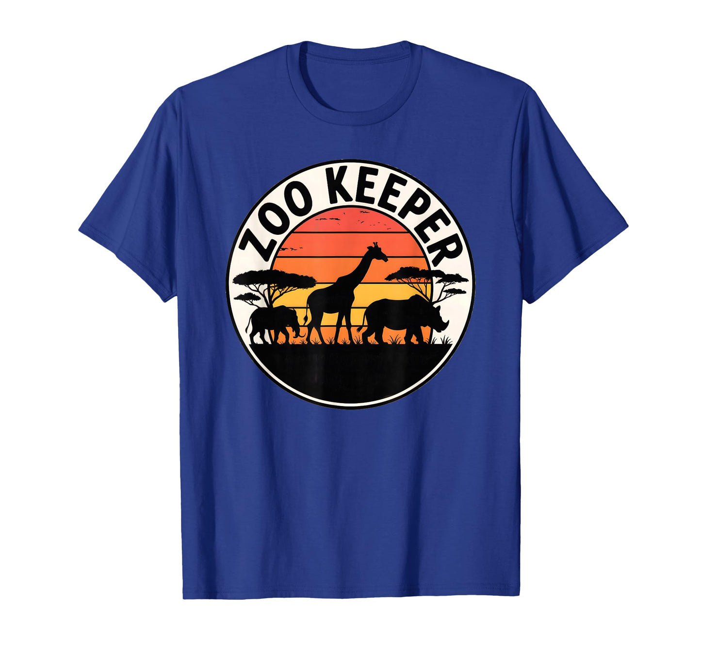 African Wildlife Safari Animals Silhouette Sunset Zoo Keeper T-Shirt