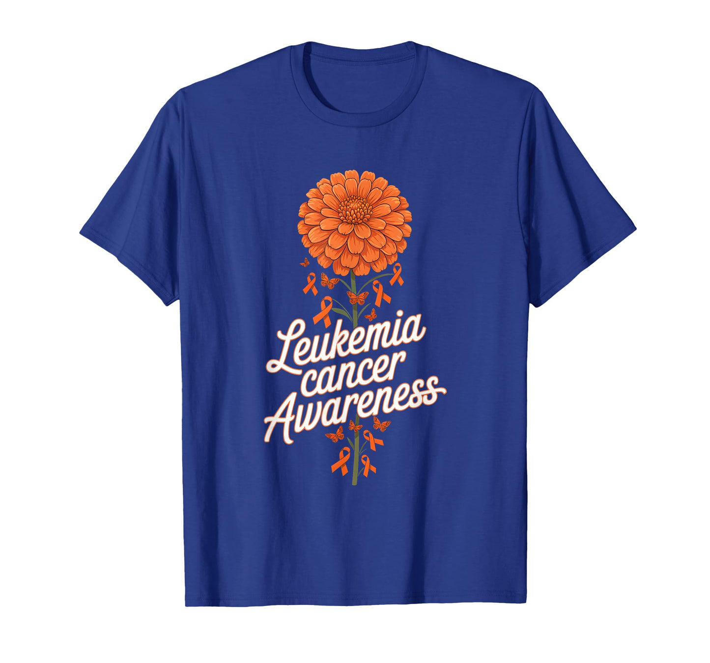 Support Squad Orange Ribbon With Flowers Leukemia Awareness T-Shirt