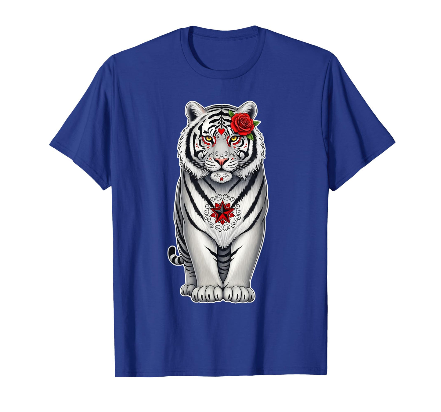 Sugar Skull Tiger Halloween Graphic T-Shirt
